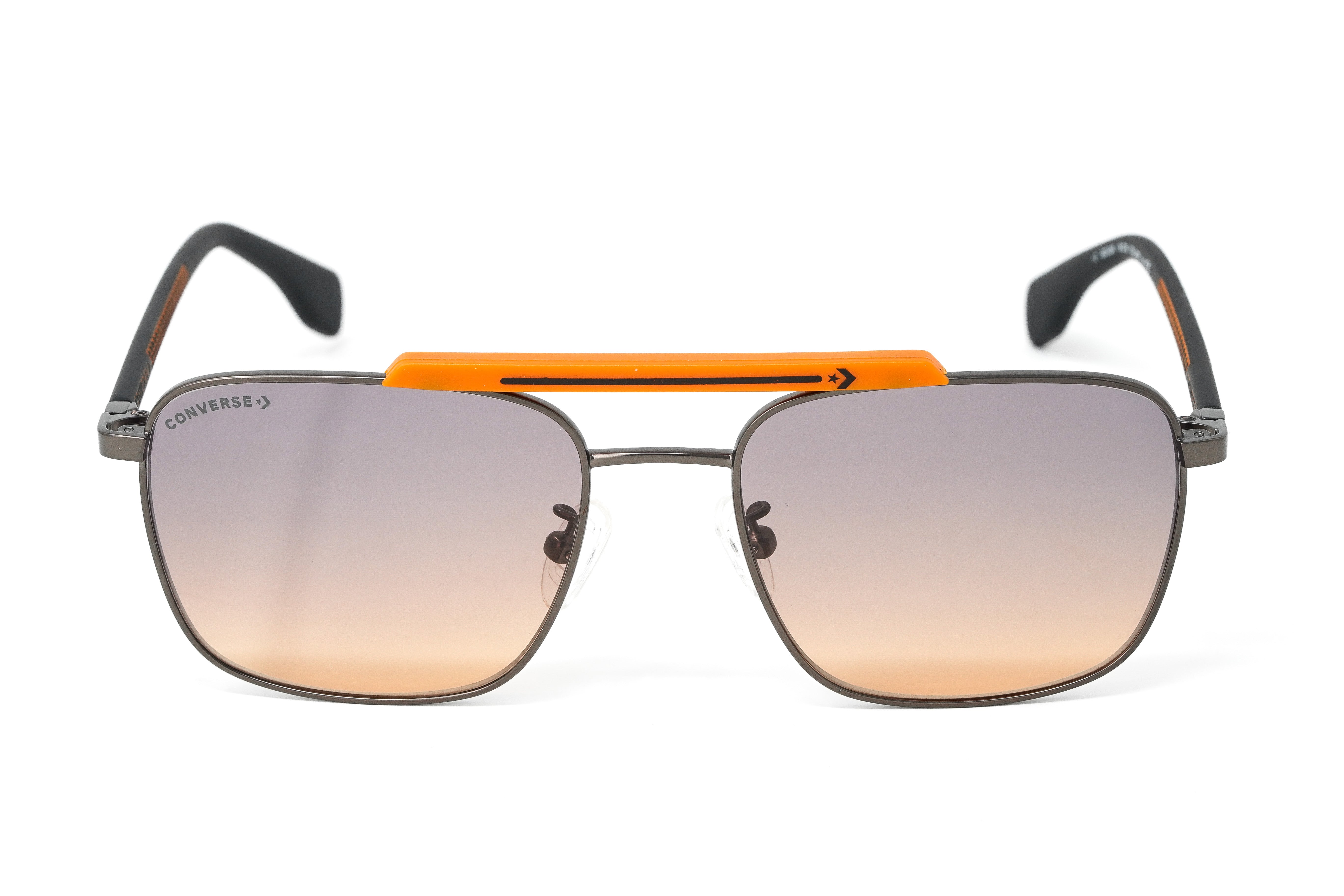 Converse Men's Sunglasses Square Flat Top Matte Grey and Orange SCO224 0627-GR8 Sunglasses