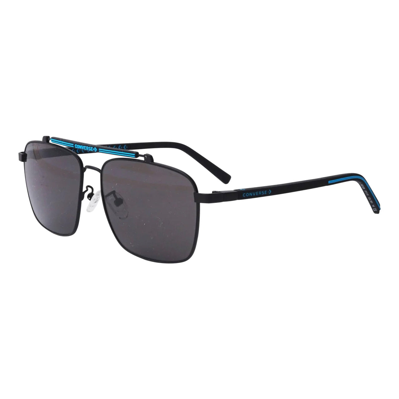 Converse Men's Sunglasses Square Flat Top Matte Black and Blue SCO229 0531-GR8 Sunglasses