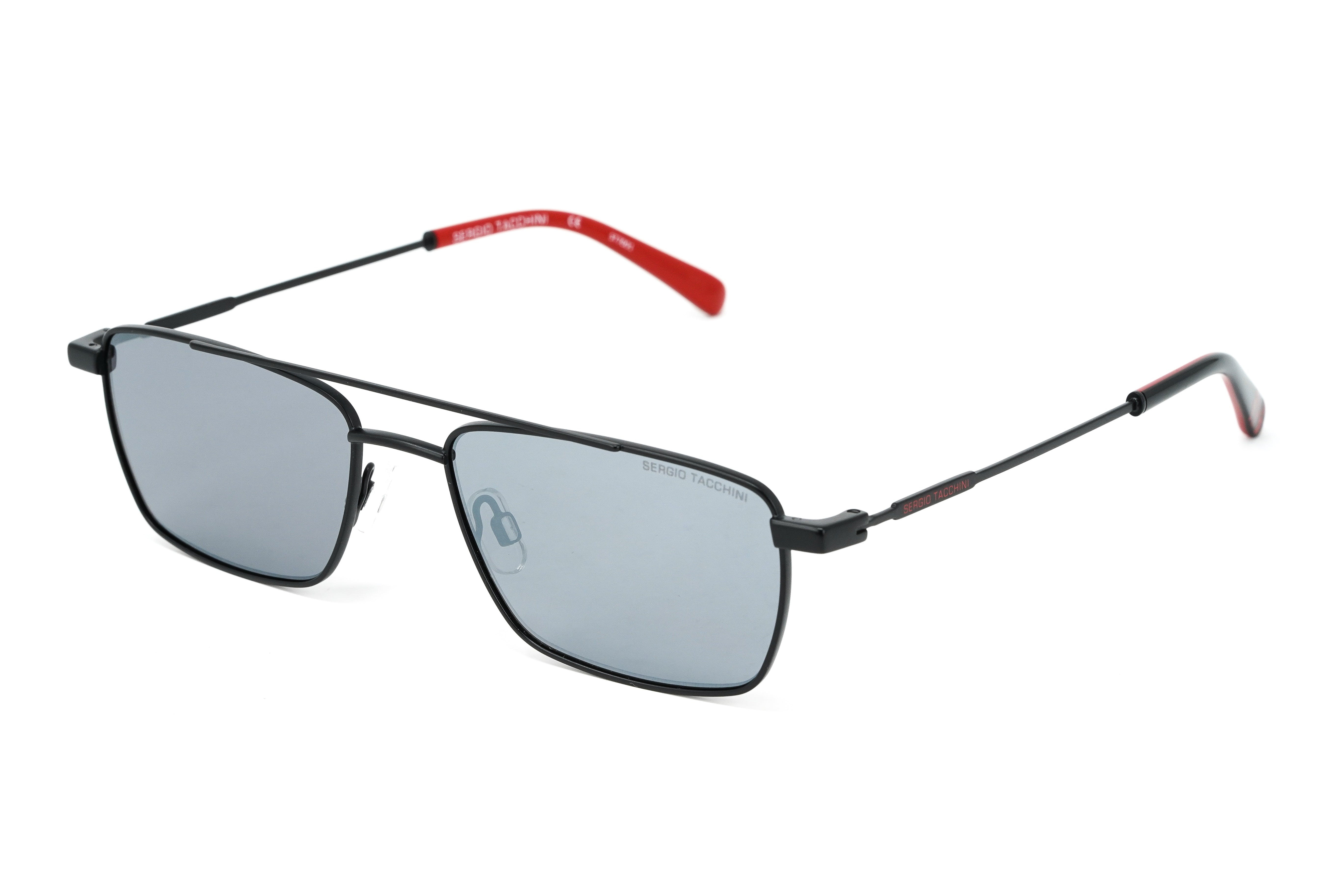 Sergio Tacchini Men's Rectangular Black Metal ST7001 052-GR8 Sunglasses