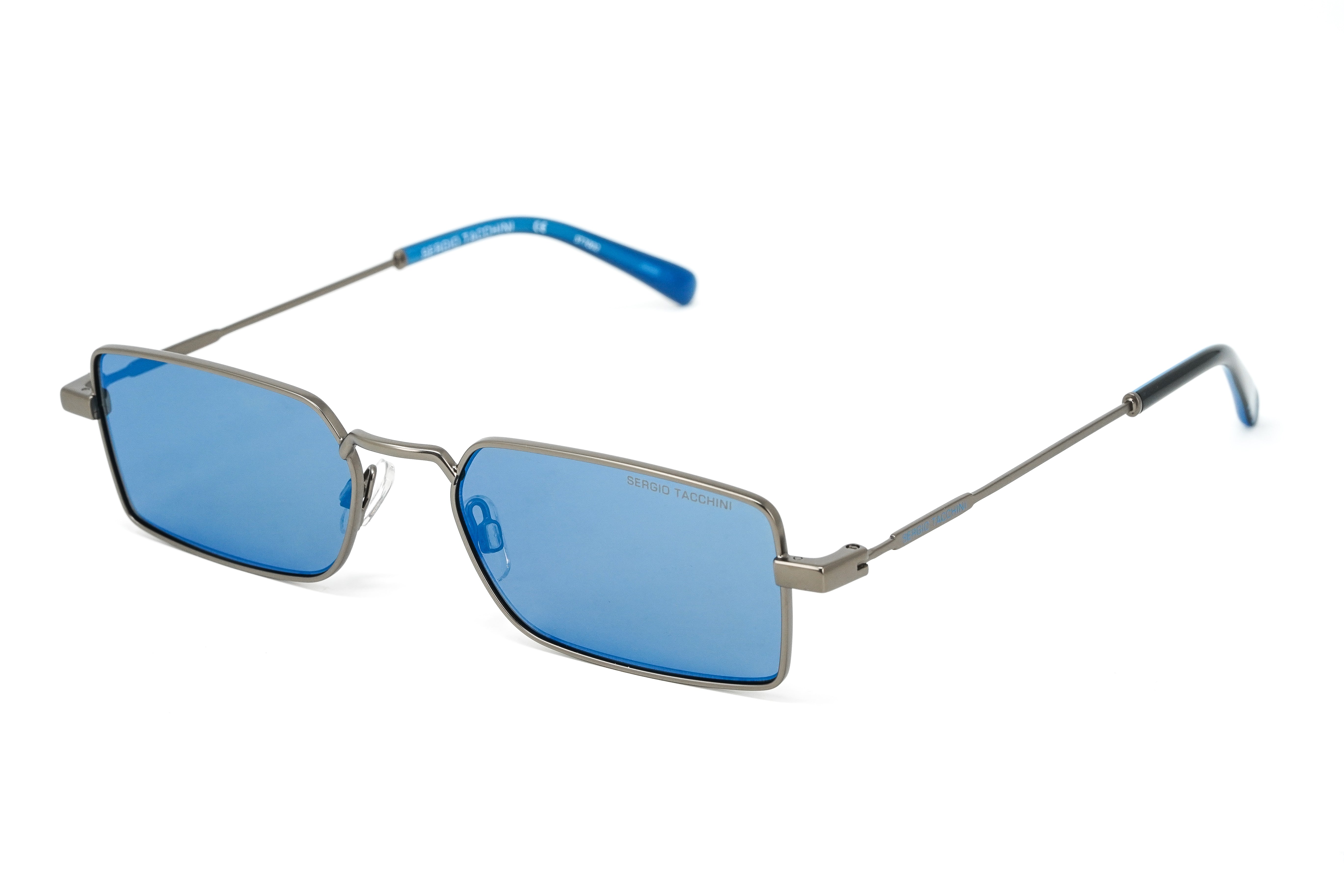 Sergio Tacchini Men's Rectangular Gunmetal and Blue ST7002 995-GR8 Sunglasses