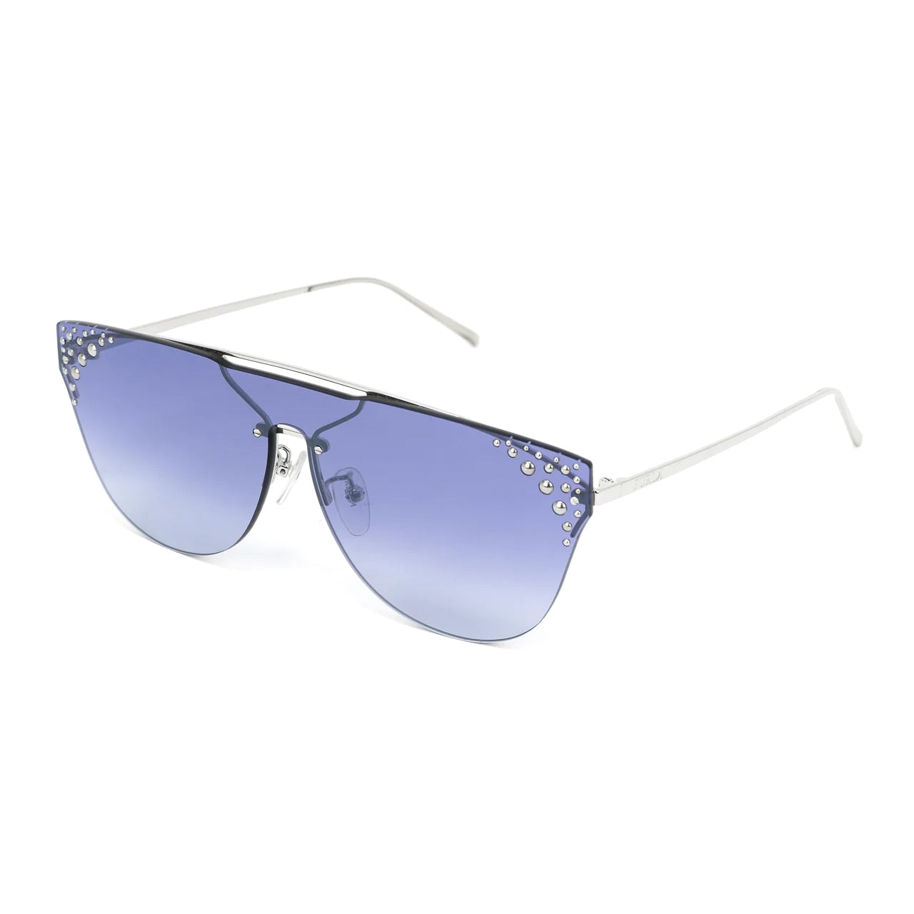 Furla Women's Sunglasses Rimless Browline Silver/Blue SFU225 579X-GR8 Sunglasses