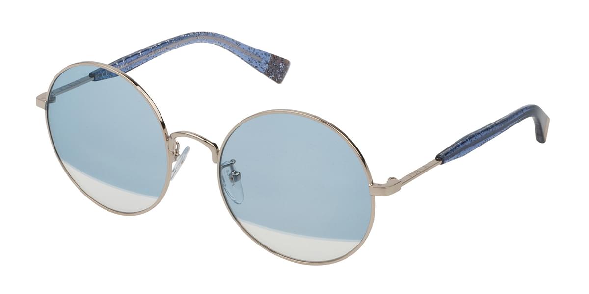 Furla Women's Sunglasses Round Gold/Blue SFU235 0594-GR8 Sunglasses
