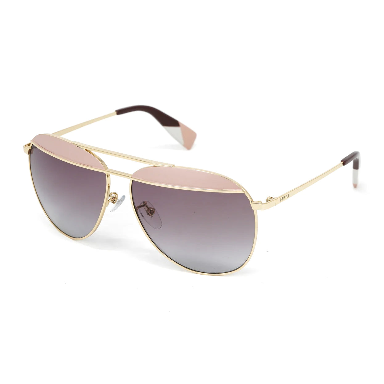Furla Women's Sunglasses Pilot Gold/Pink SFU236 0323-GR8 Sunglasses