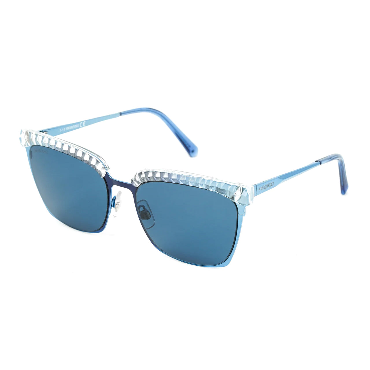 Swarovski Women's Sunglasses Square Browline Blue SK0196/S 92V-GR8 Sunglasses