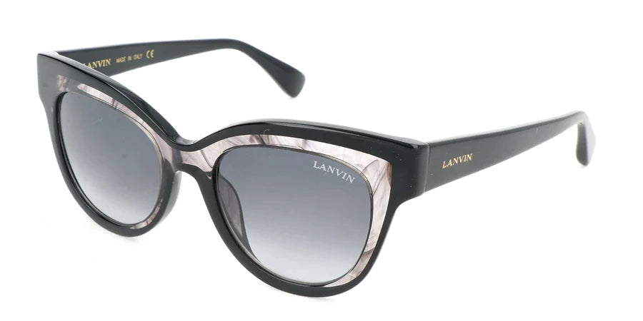 Lanvin Women's Sunglasses Oversized Cat Eye Black/Marble SLN750M 0700-GR8 Sunglasses