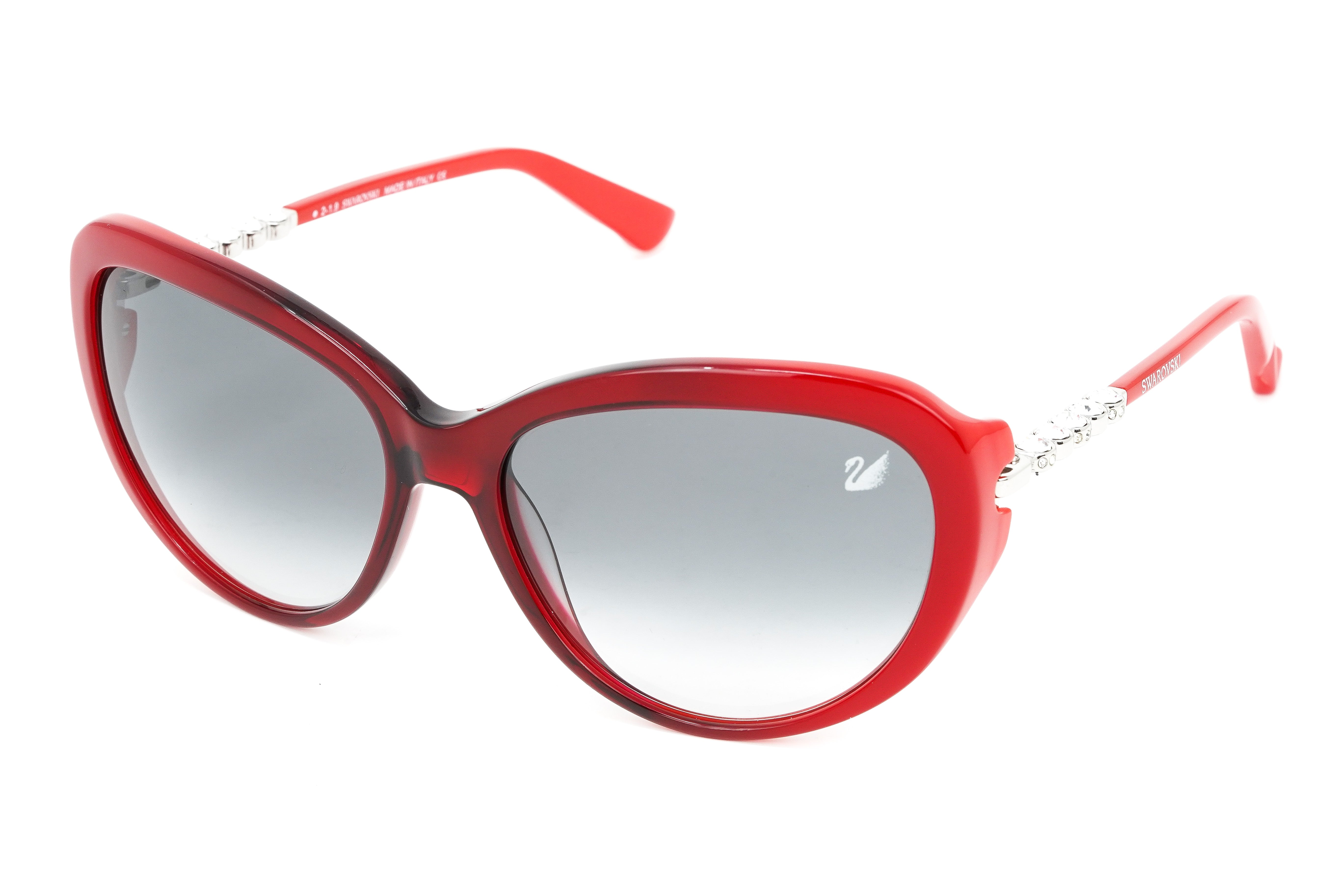 Swarovski Destiny Oversized Women's Sunglasses Red Full Rim Grey SK0067/S 68B-GR8 Sunglasses