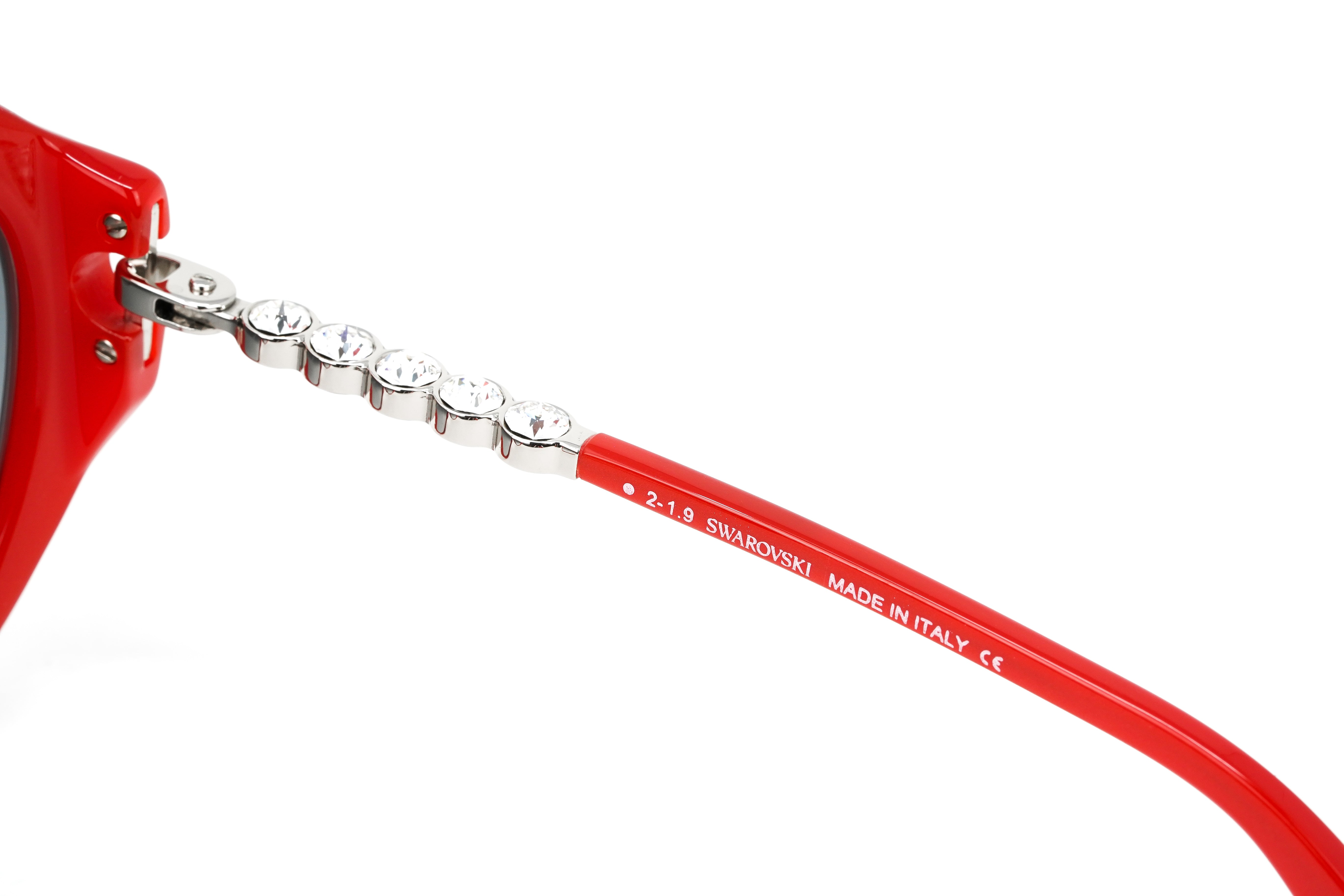 Swarovski Destiny Oversized Women's Sunglasses Red Full Rim Grey SK0067/S 68B-GR8 Sunglasses