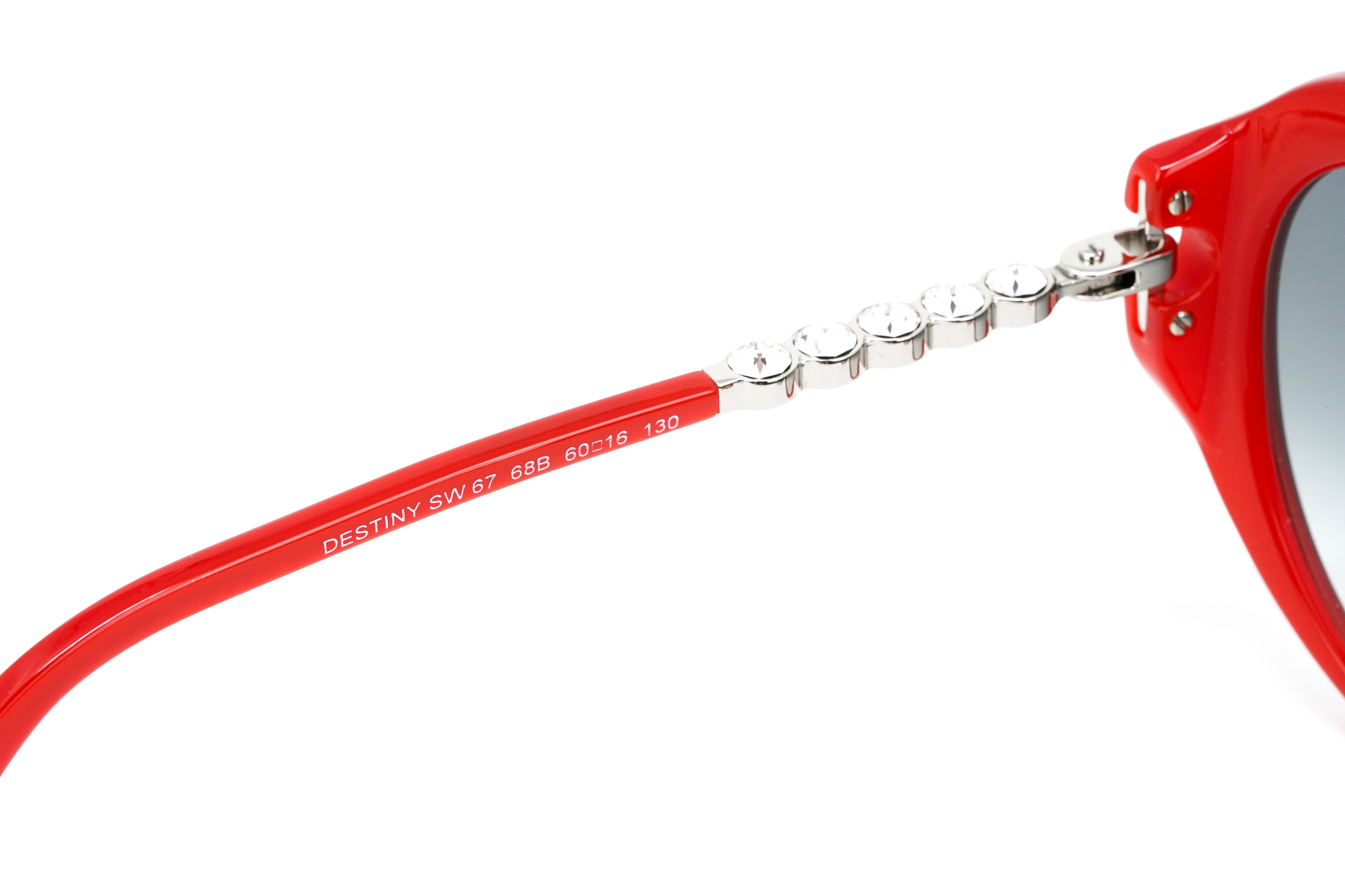 Swarovski Destiny Oversized Women's Sunglasses Red Full Rim Grey SK0067/S 68B-GR8 Sunglasses