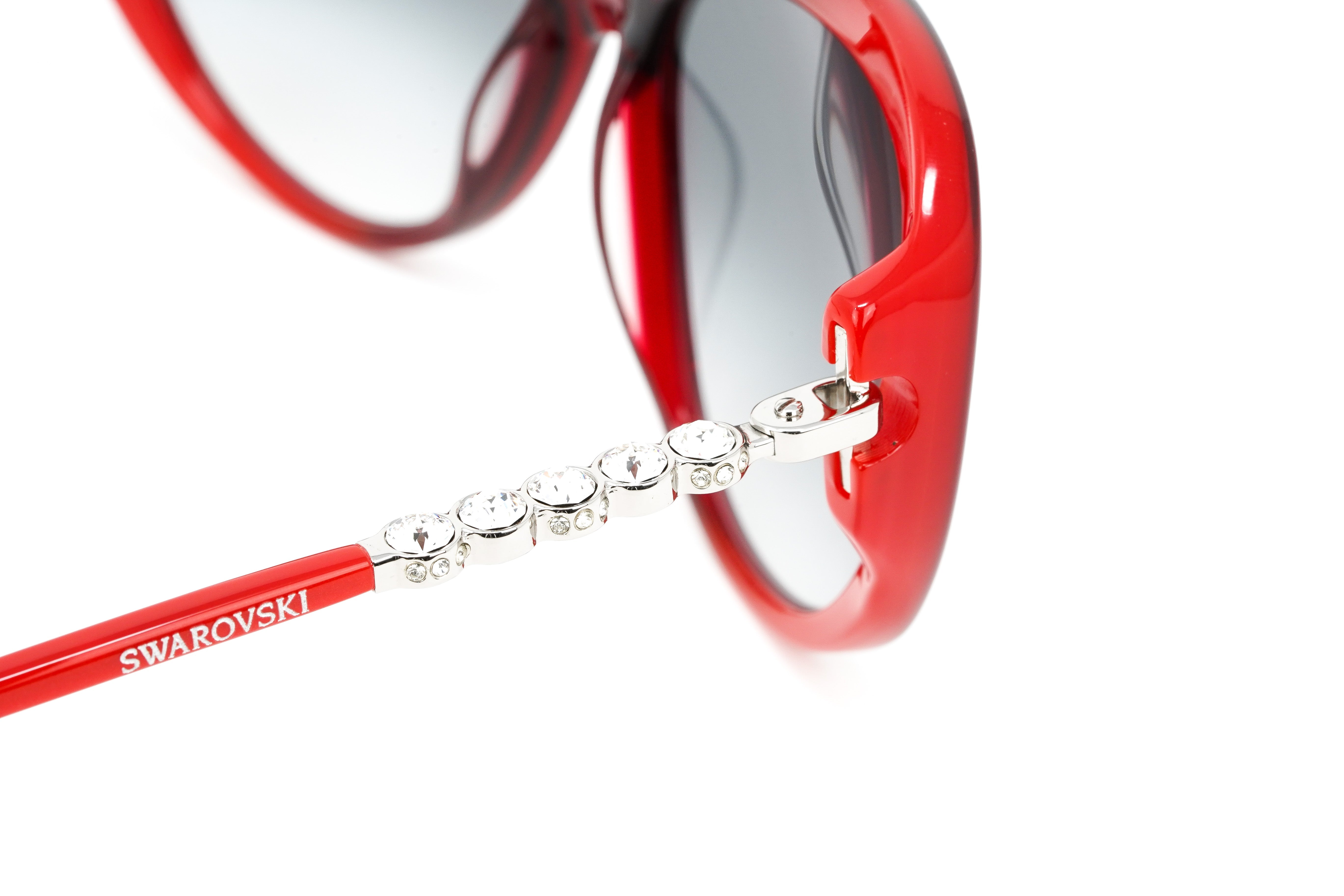 Swarovski Destiny Oversized Women's Sunglasses Red Full Rim Grey SK0067/S 68B-GR8 Sunglasses