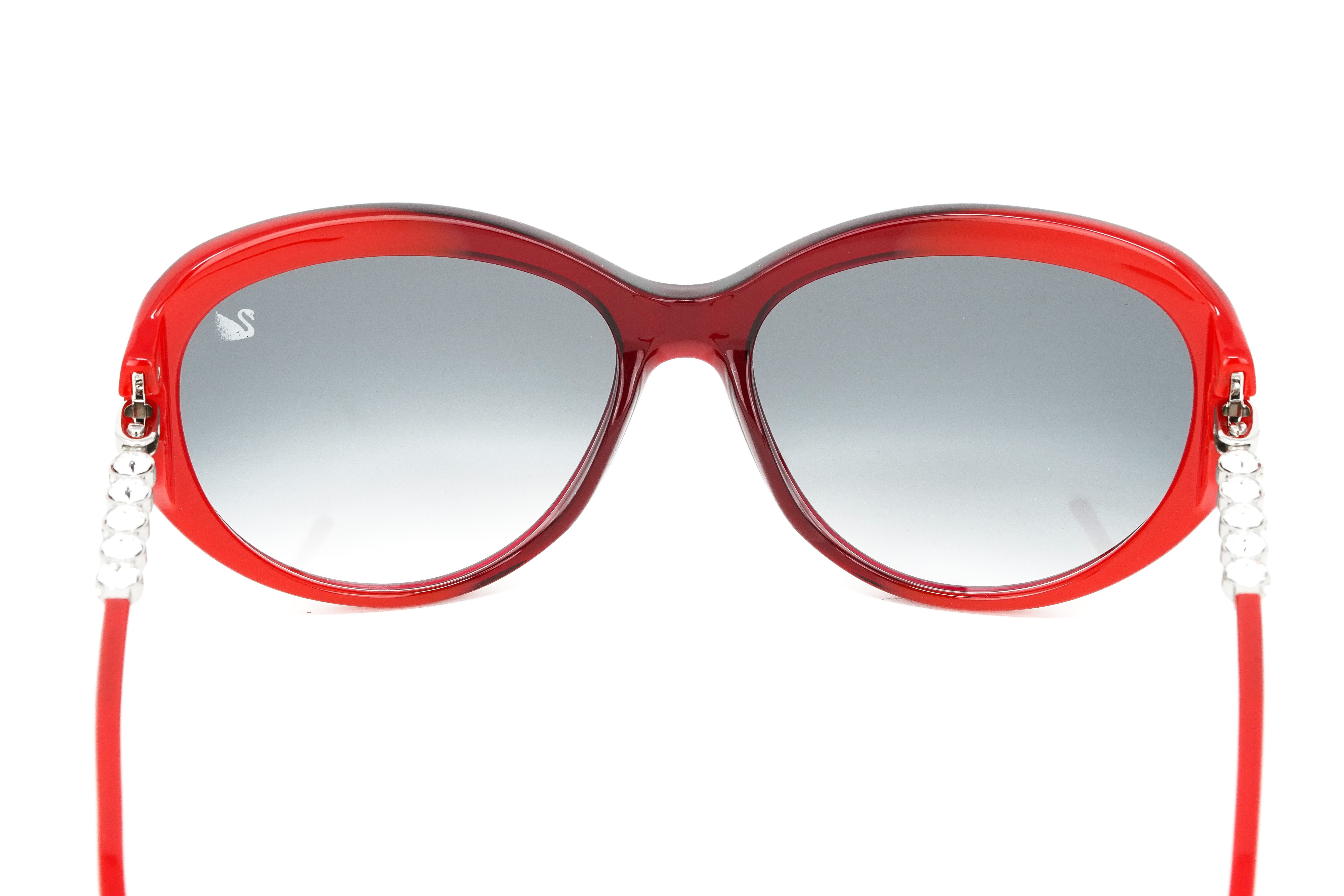 Swarovski Destiny Oversized Women's Sunglasses Red Full Rim Grey SK0067/S 68B-GR8 Sunglasses