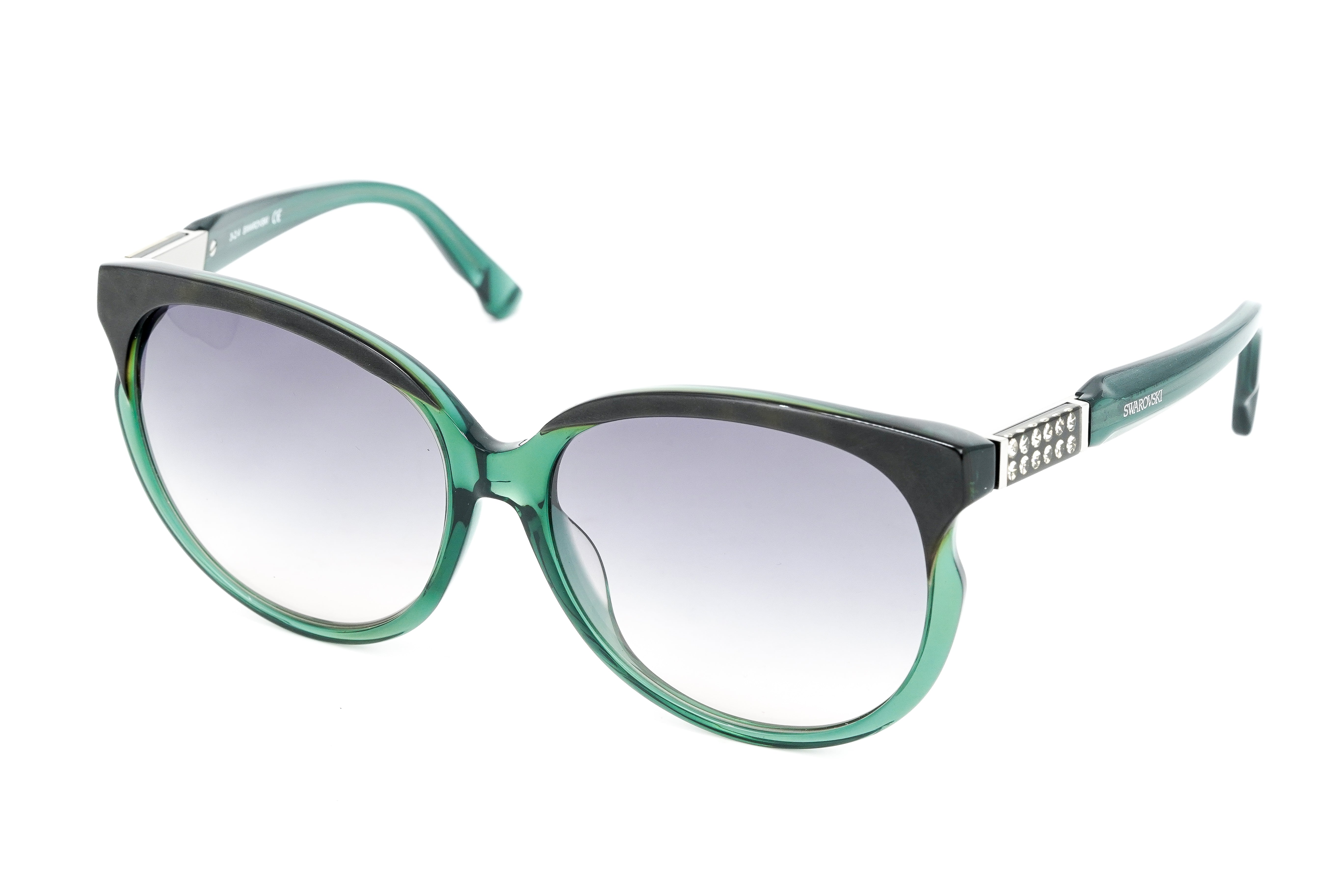 Swarovski Emilia Women's Sunglasses Oversized Oval Dark Green Gradient Grey SK0081/ 96P-GR8 Sunglasses