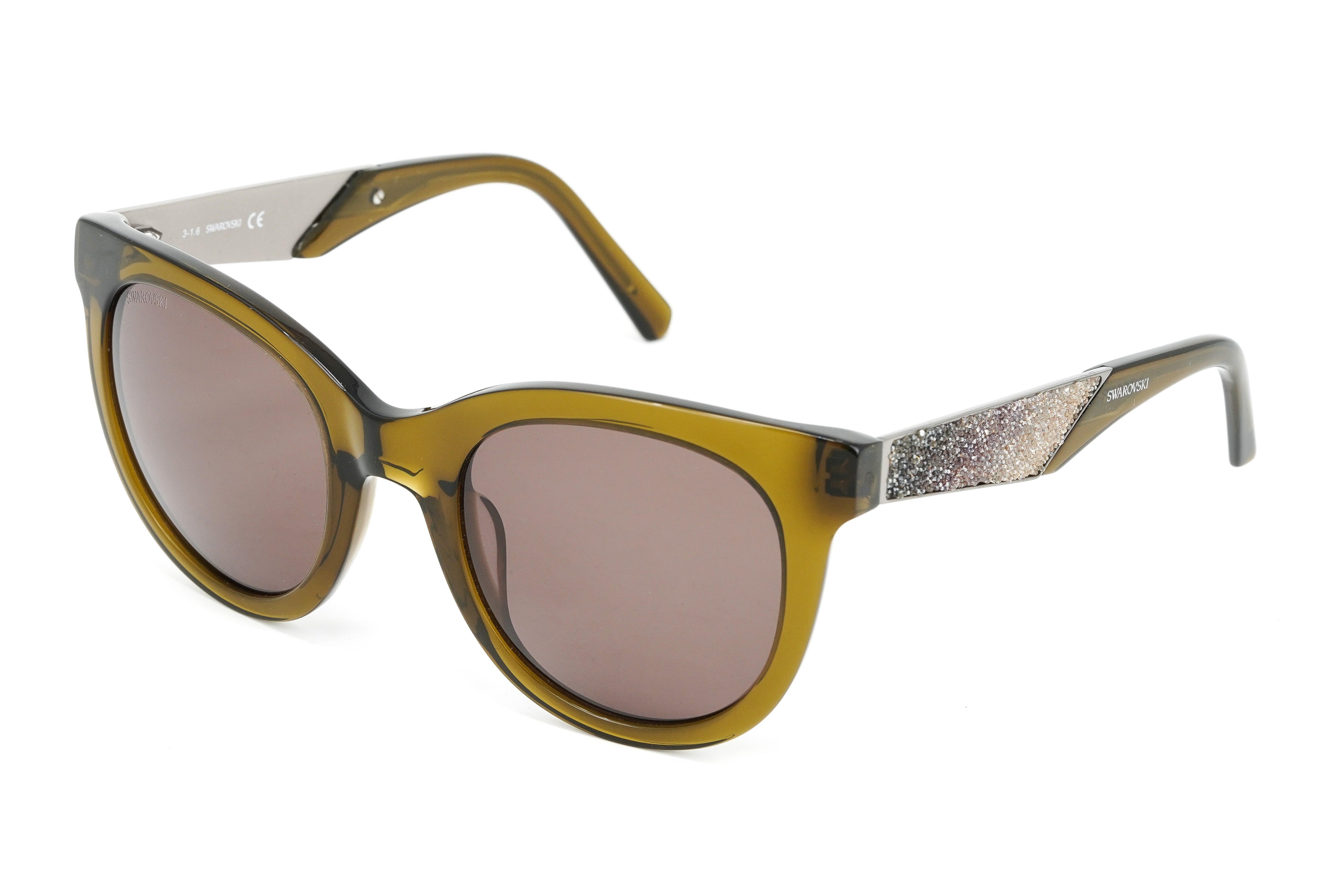 Swarovski Unisex Sunglasses Round Cat Eye Translucent Green SK0126/S 96J-GR8 Sunglasses