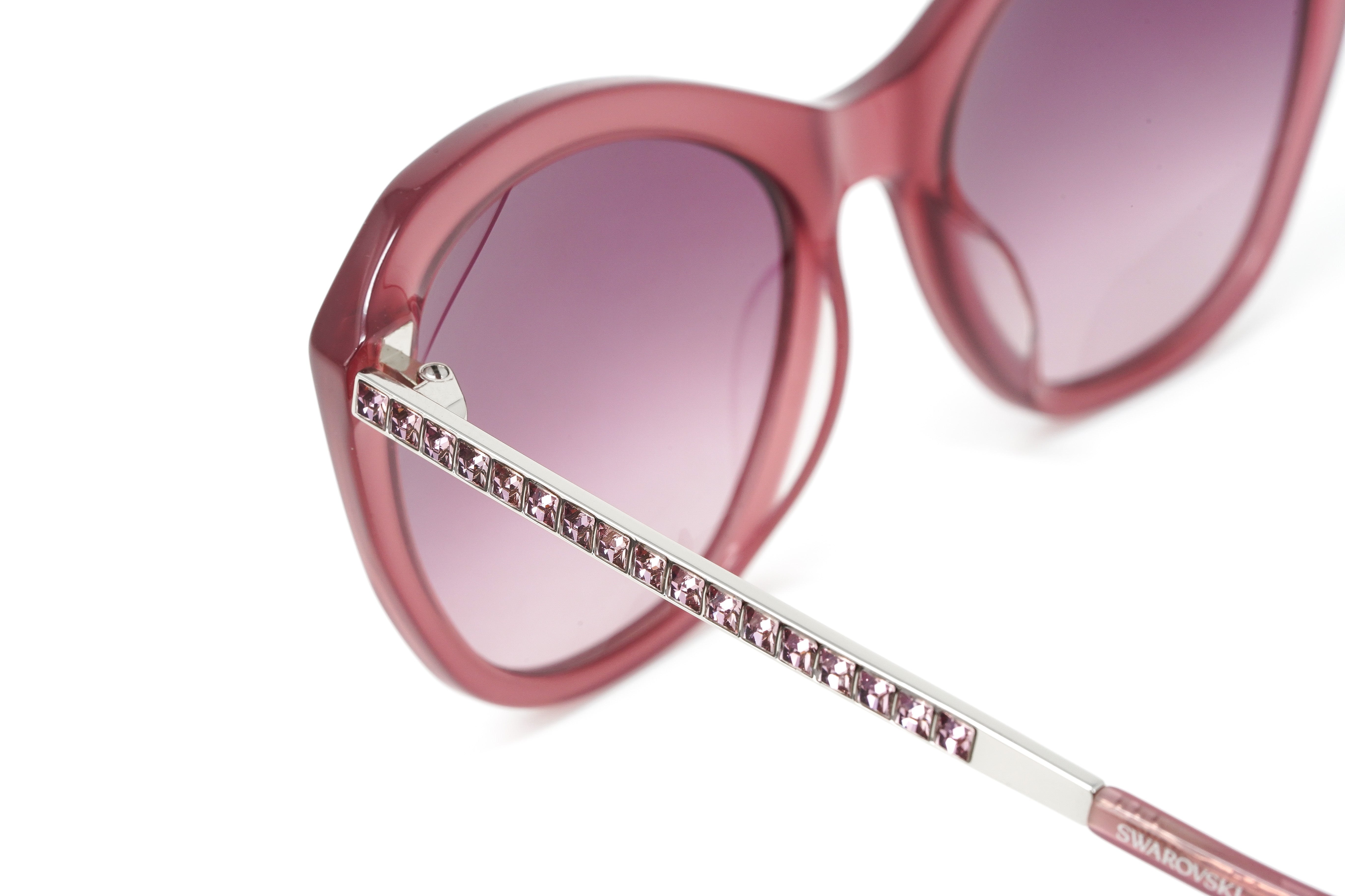 Swarovski Women's Sunglasses Oval Cat Eye Translucent Purple SK0143 72Z-GR8 Sunglasses