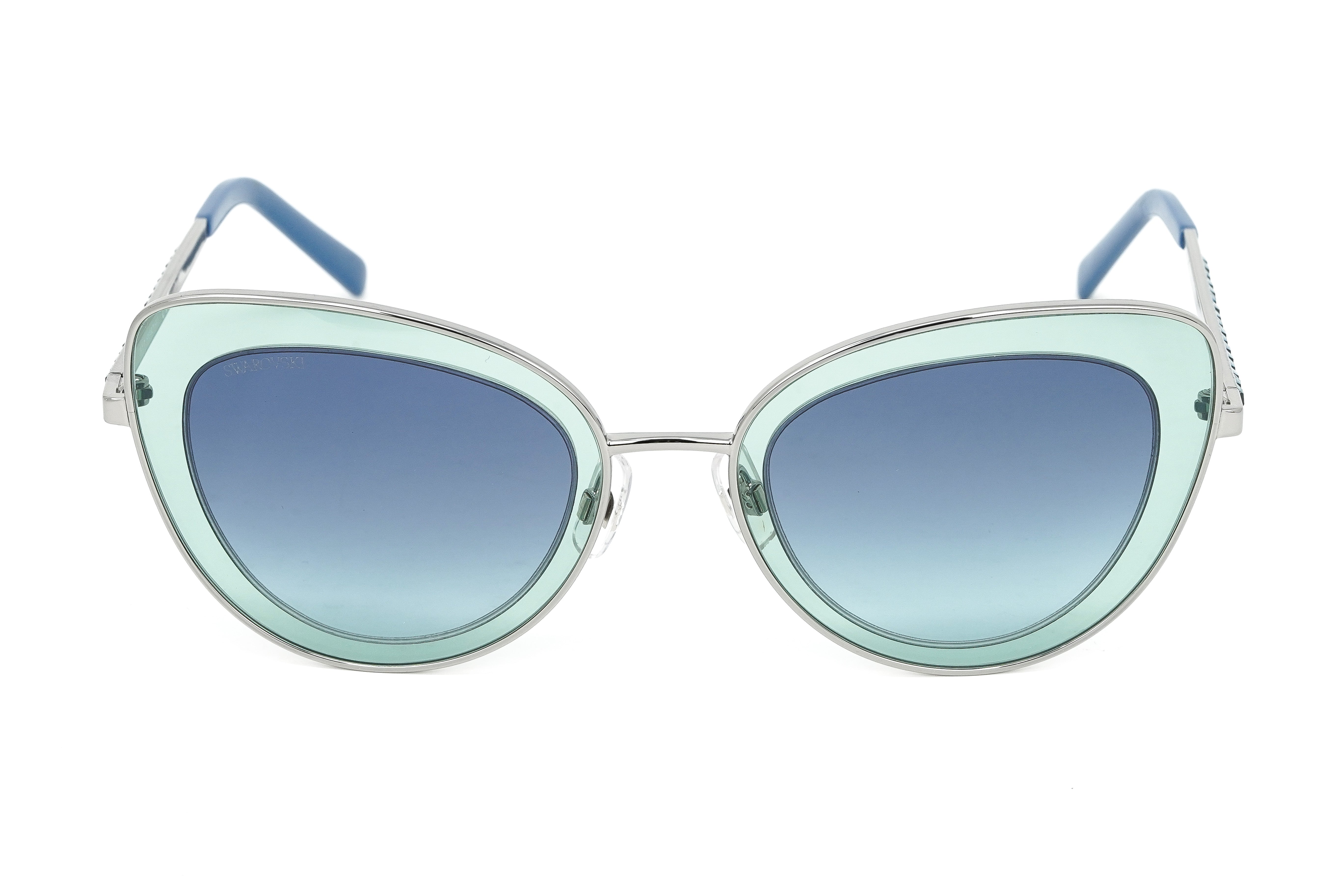 Swarovski Women's Sunglasses Cat Eye Green Blue SK0144/S 14W-GR8 Sunglasses