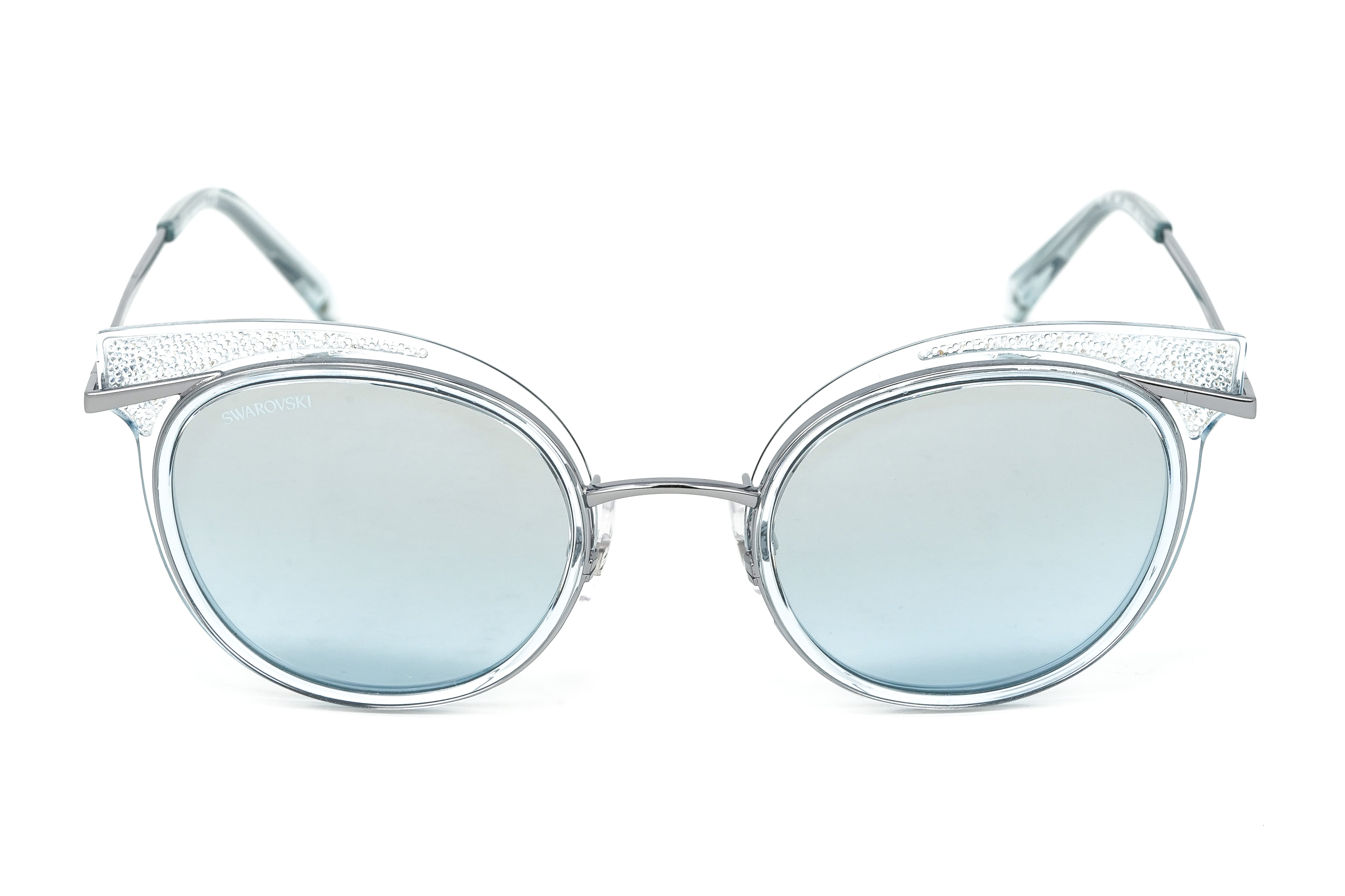 Swarovski Women's Sunglasses Round Cat Eye Translucent SK0169-84X-GR8 Sunglasses