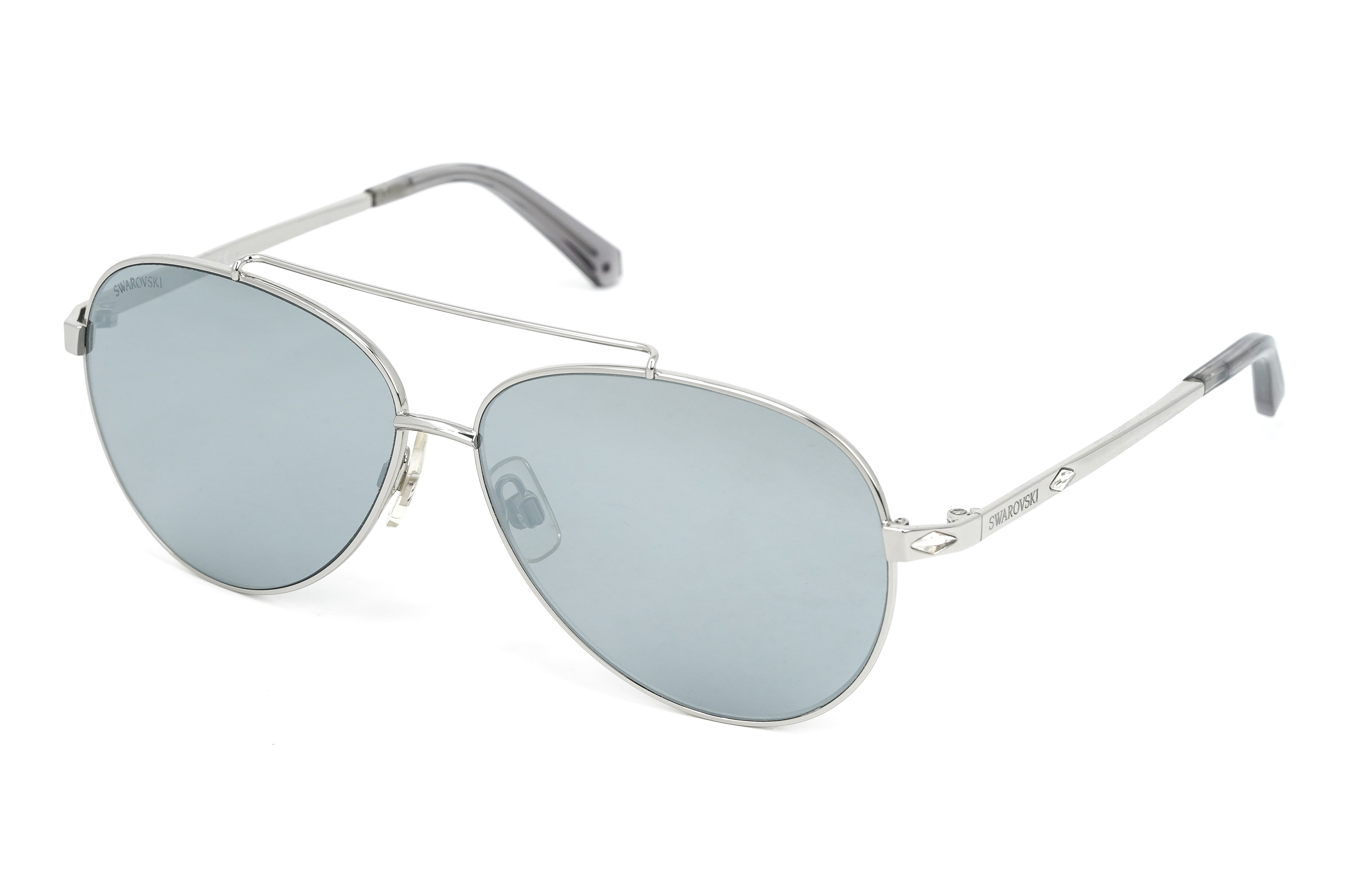 Swarovski Unisex Sunglasses Pilot Silver Mirrored Grey SK0194/S 16C-GR8 Sunglasses
