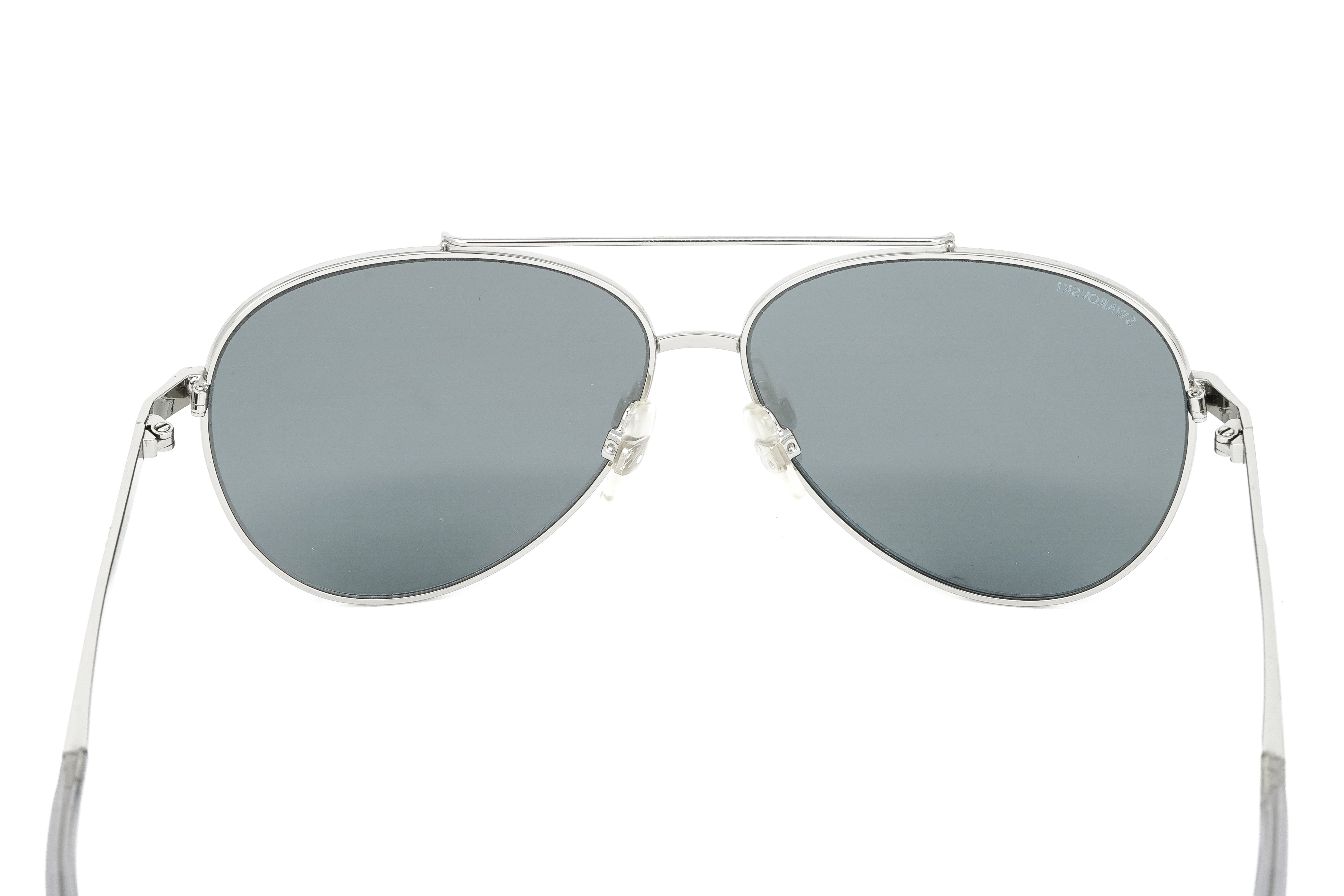 Swarovski Unisex Sunglasses Pilot Silver Mirrored Grey SK0194/S 16C-GR8 Sunglasses
