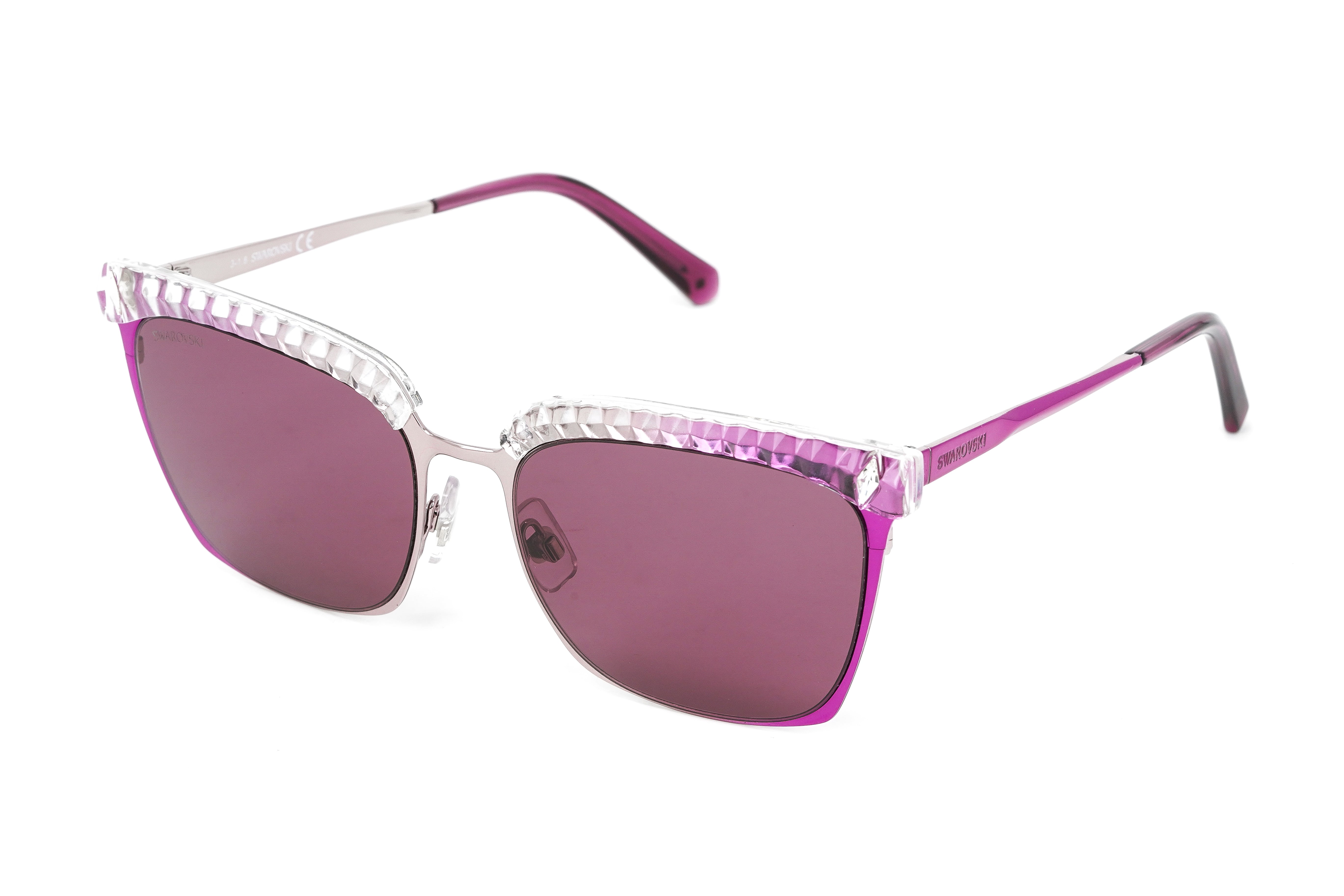 Swarovski Women's Sunglasses Square Browline Pink SK0196 83S-GR8 Sunglasses
