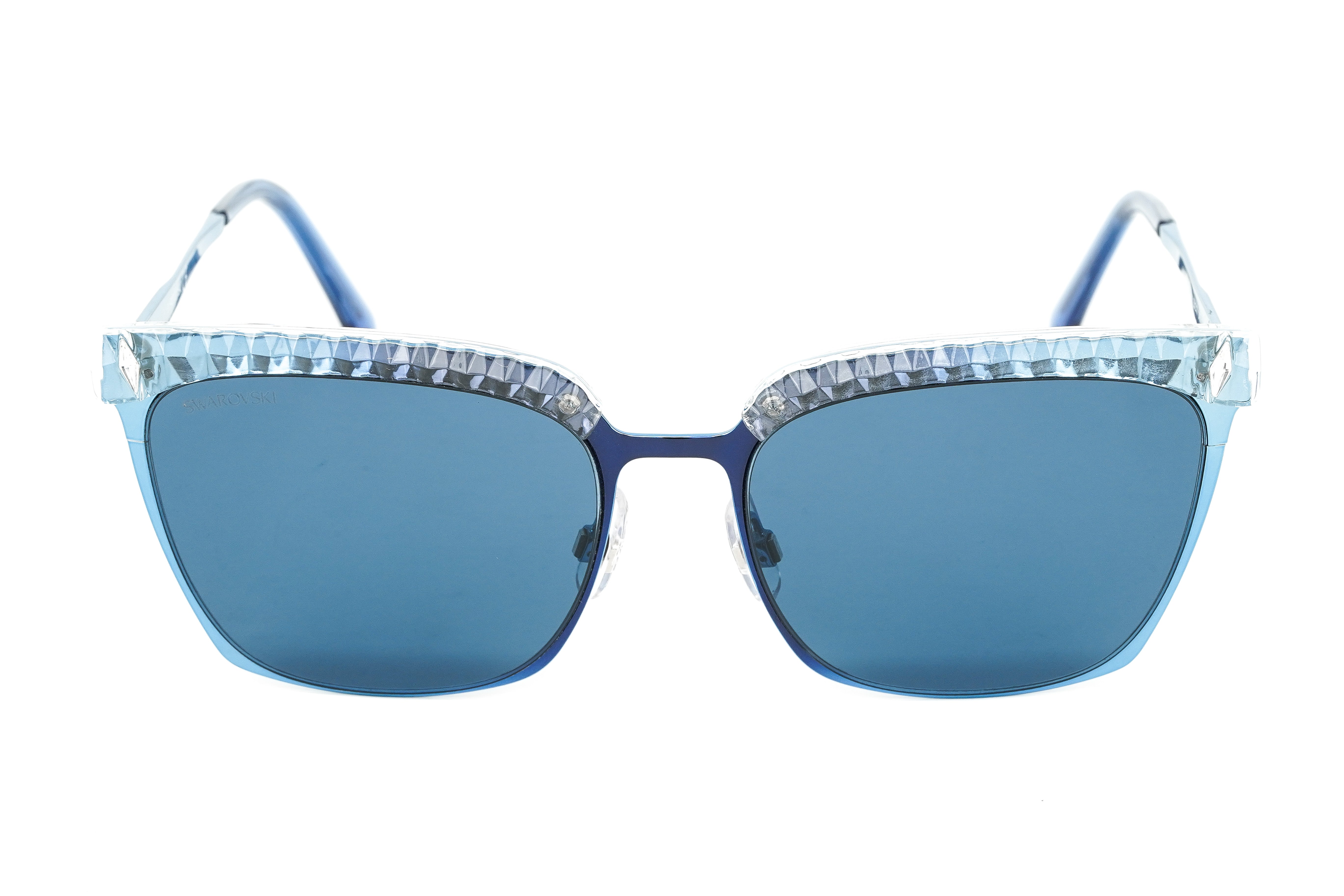 Swarovski Women's Sunglasses Square Browline Blue SK0196/S 92V-GR8 Sunglasses