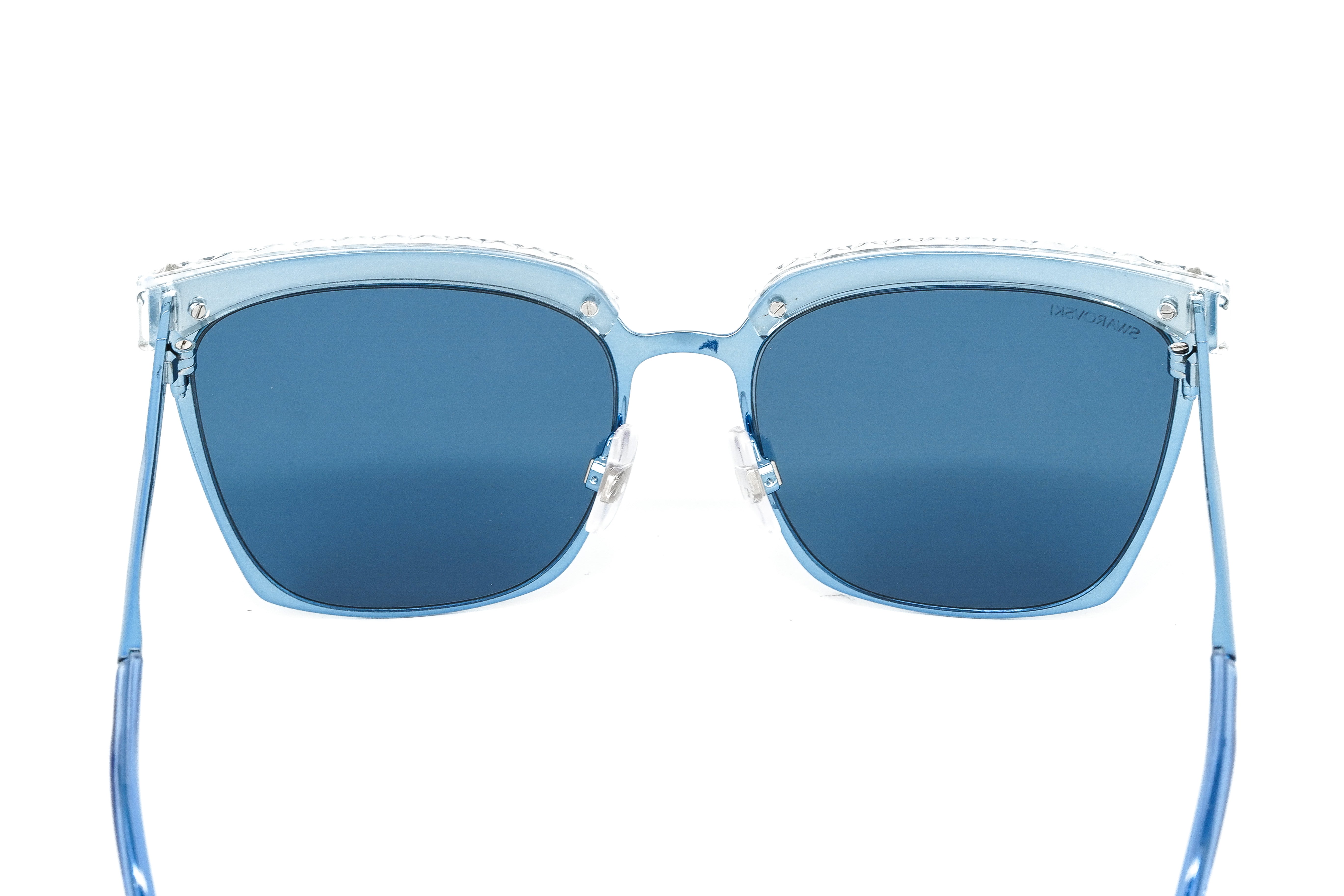 Swarovski Women's Sunglasses Square Browline Blue SK0196/S 92V-GR8 Sunglasses