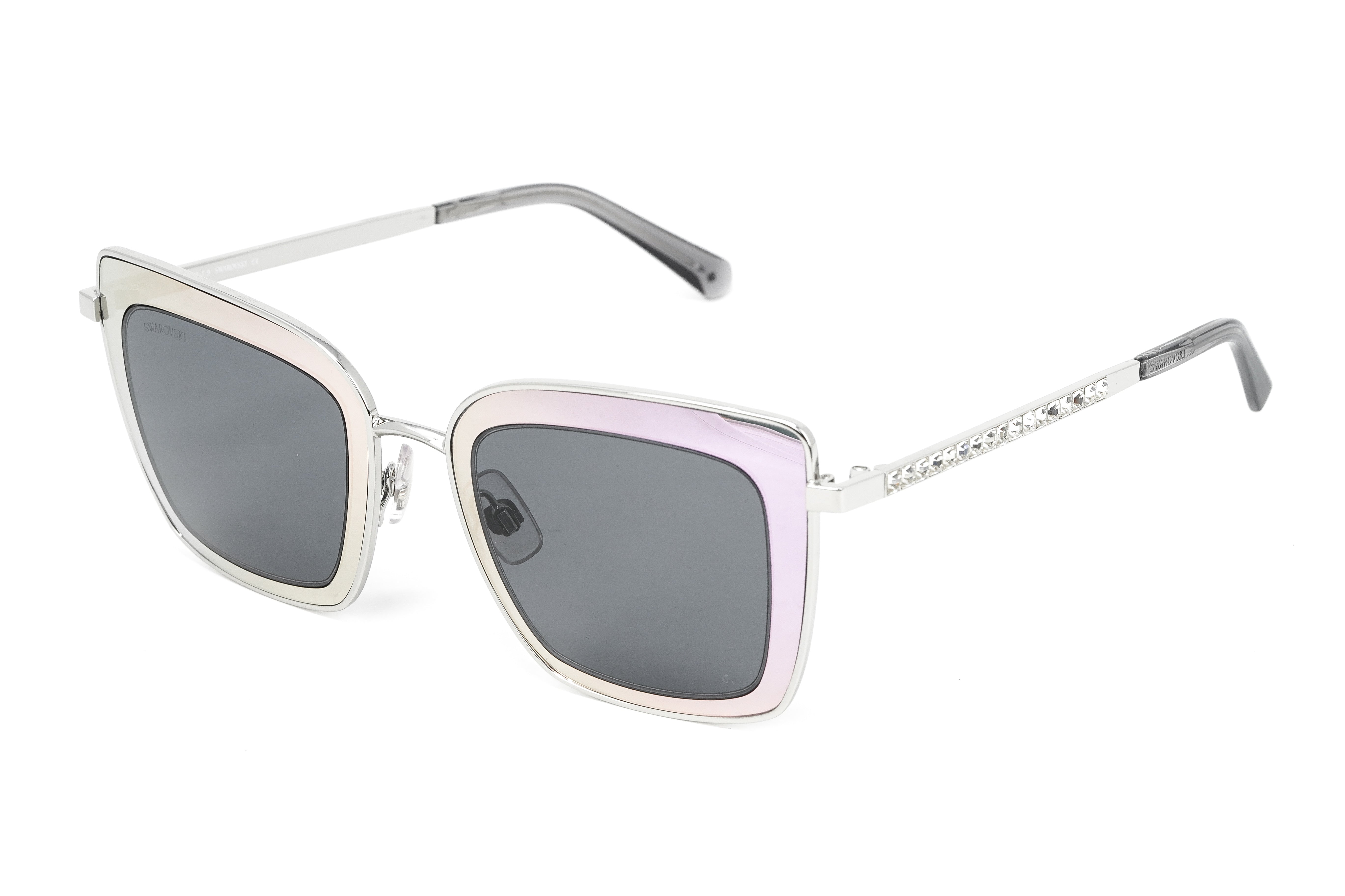 Swarovski Women's Sunglasses Square Cat Eye Mirror Pink SK0198/S 16A-GR8 Sunglasses