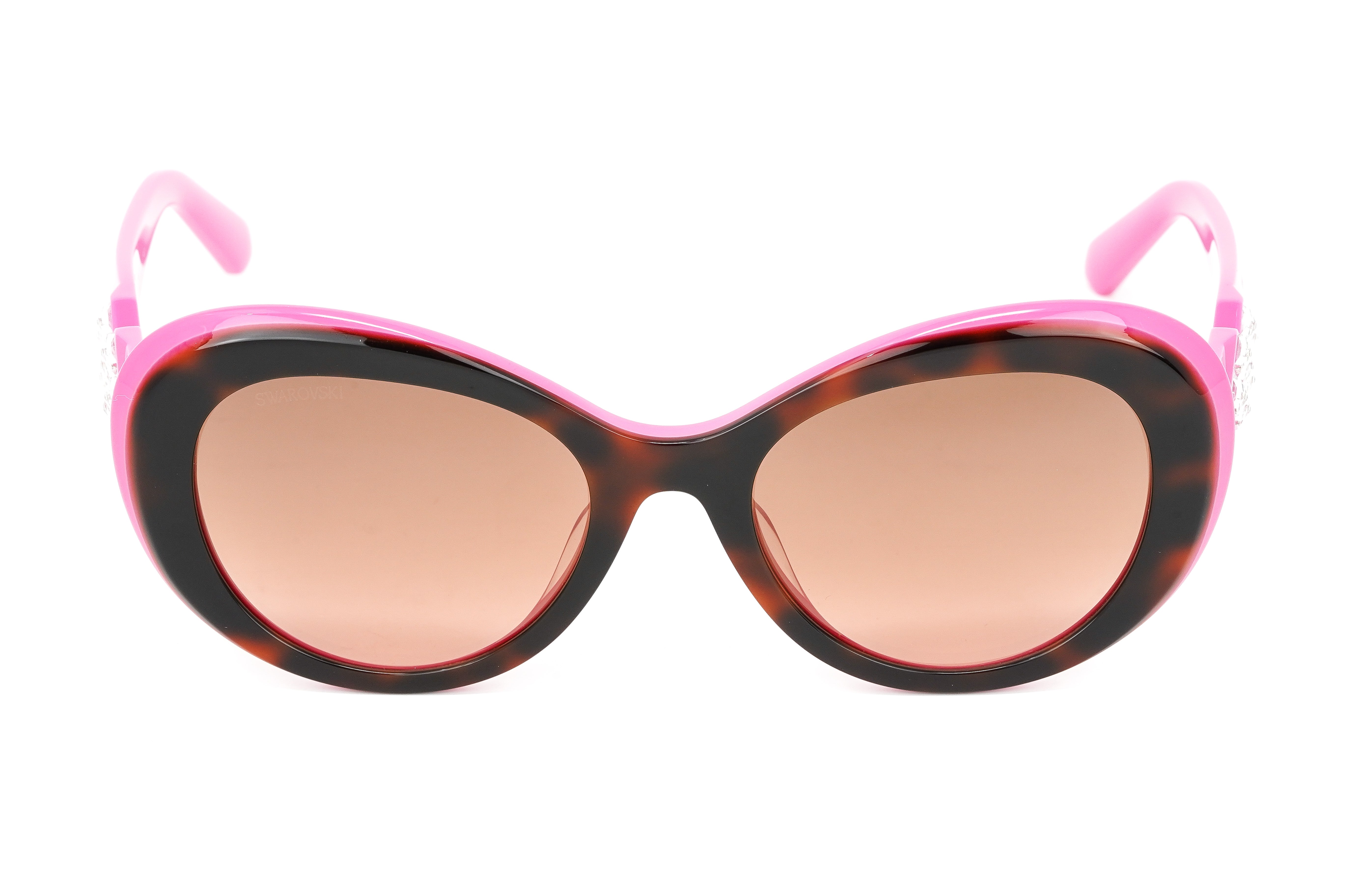 Swarovski Vintage Women's Sunglasses Oval Cat Eye Tortoise Pink SK0224/S 56F-GR8 Sunglasses