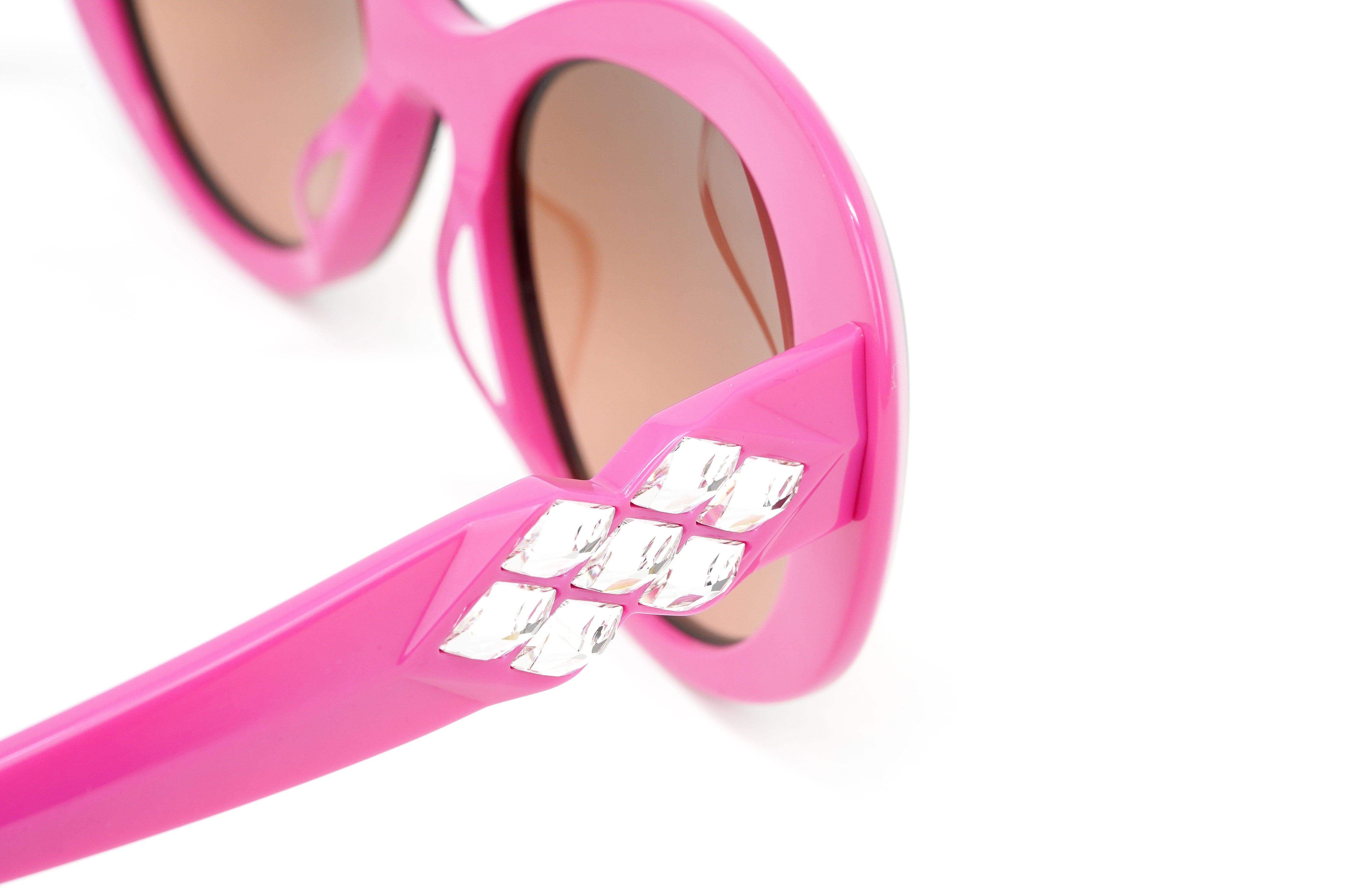 Swarovski Vintage Women's Sunglasses Oval Cat Eye Tortoise Pink SK0224/S 56F-GR8 Sunglasses