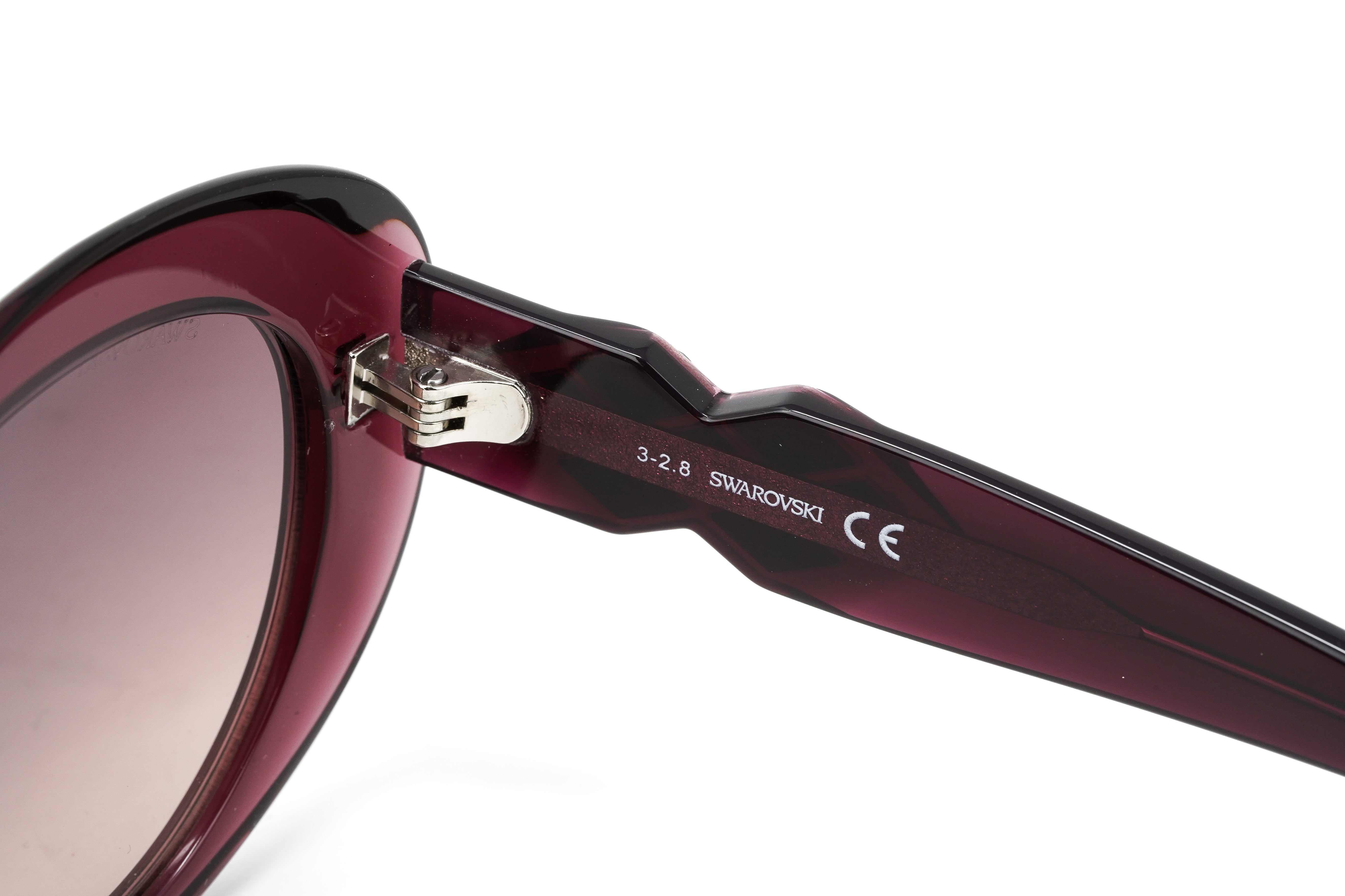 Swarovski Women's Sunglasses Oval Cat Eye Translucent Aubergine SK0224/S 69T-GR8 Sunglasses