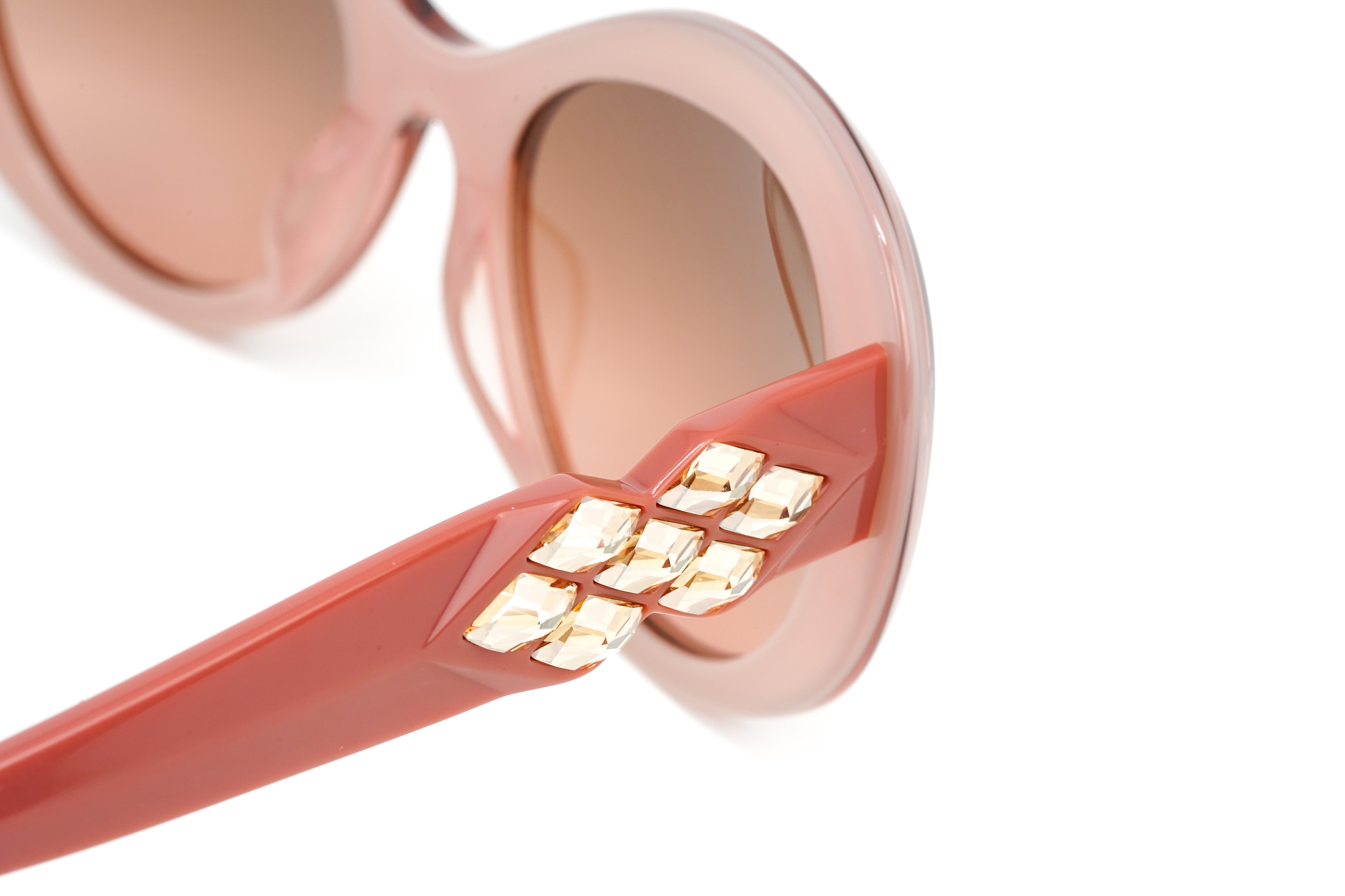 Swarovski Vintage Women's Sunglasses Oval Cat Eye Translucent Rosewood SK0224/S 72F-GR8 Sunglasses