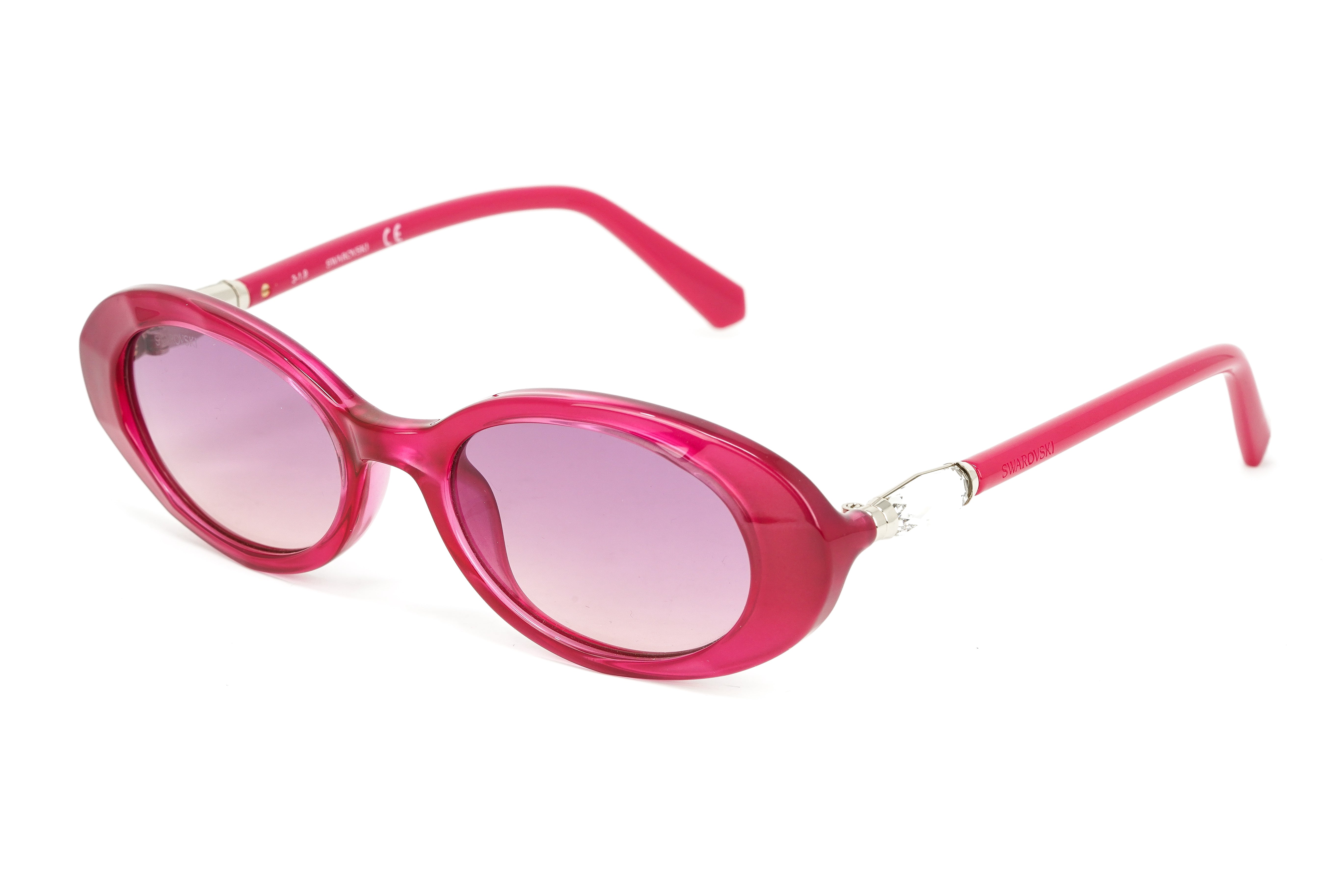 Swarovski Women's Sunglasses Oval Translucent Fuchsia Pink SK0258/S 75Z-GR8 Sunglasses