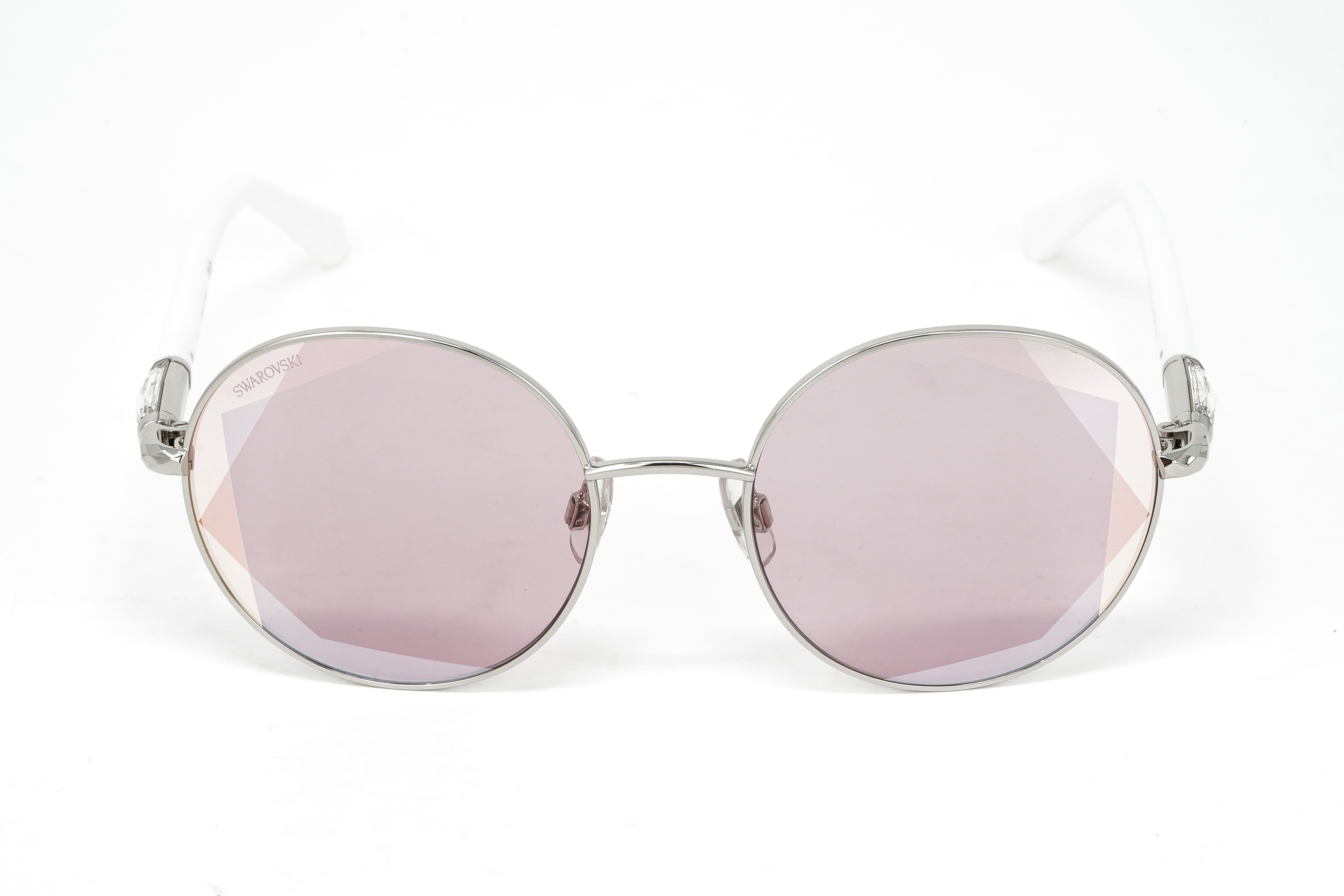 Swarovski Women's Sunglasses Round Silver Pink SK0260/S 16U-GR8 Sunglasses