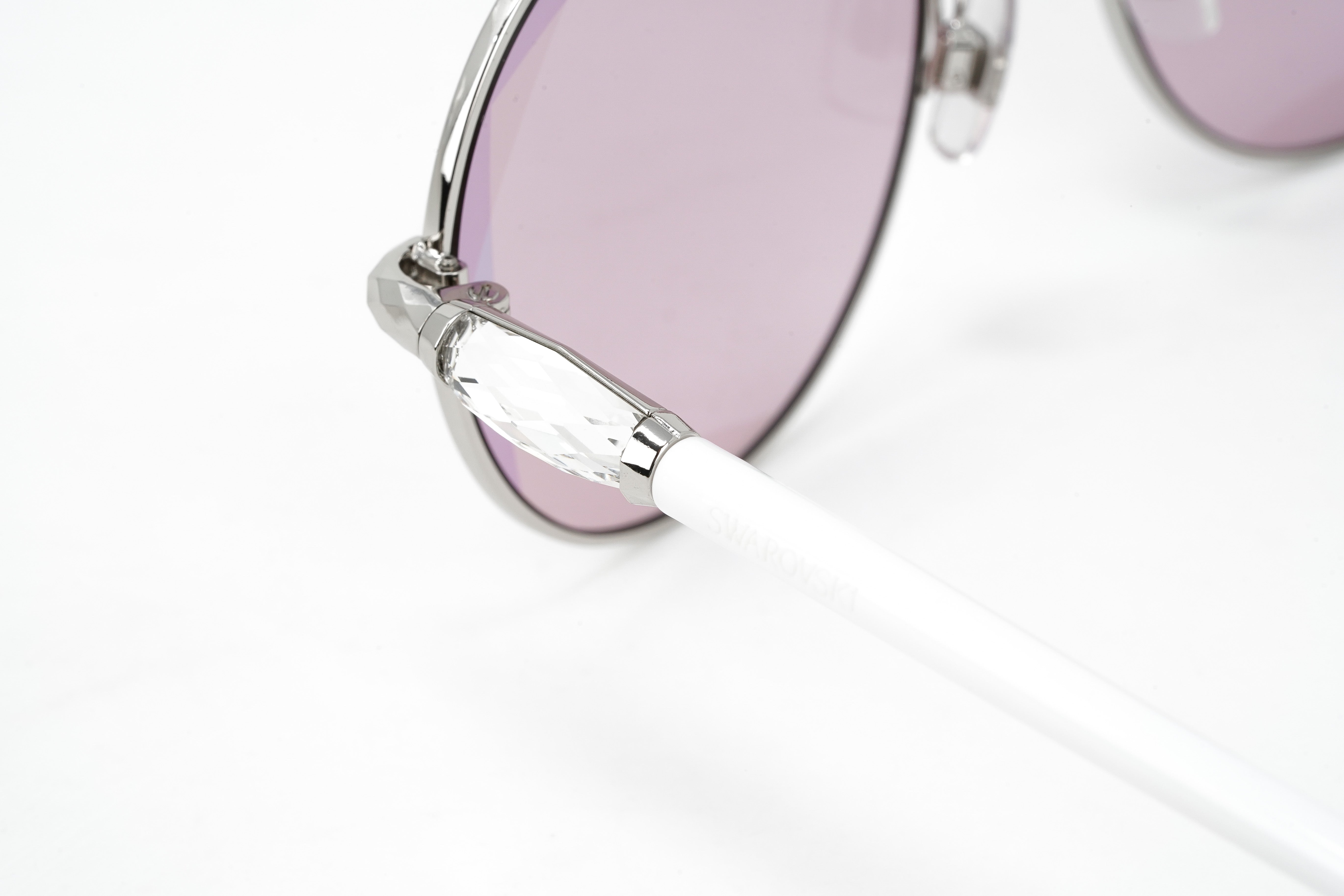Swarovski Women's Sunglasses Round Silver Pink SK0260/S 16U-GR8 Sunglasses