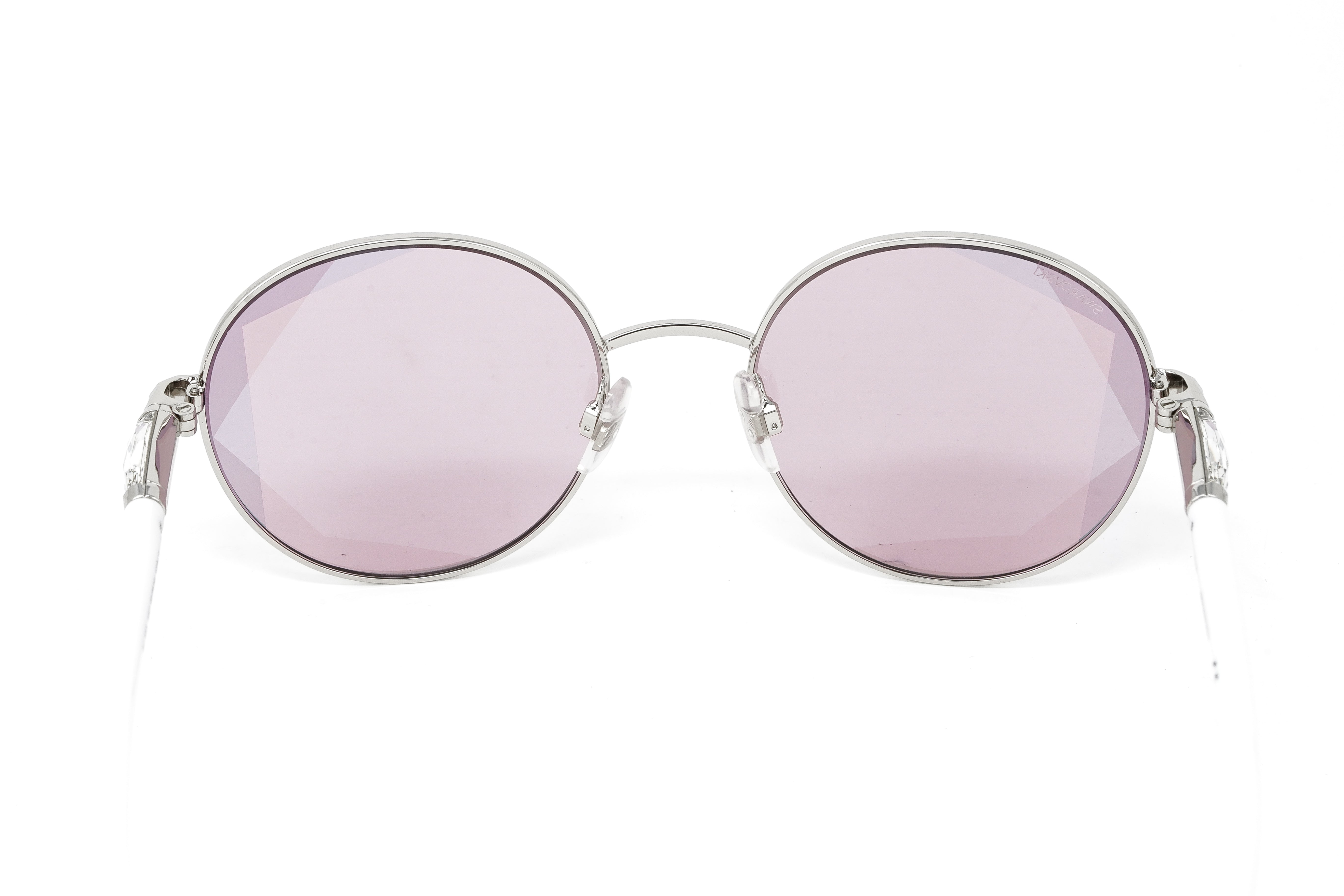Swarovski Women's Sunglasses Round Silver Pink SK0260/S 16U-GR8 Sunglasses