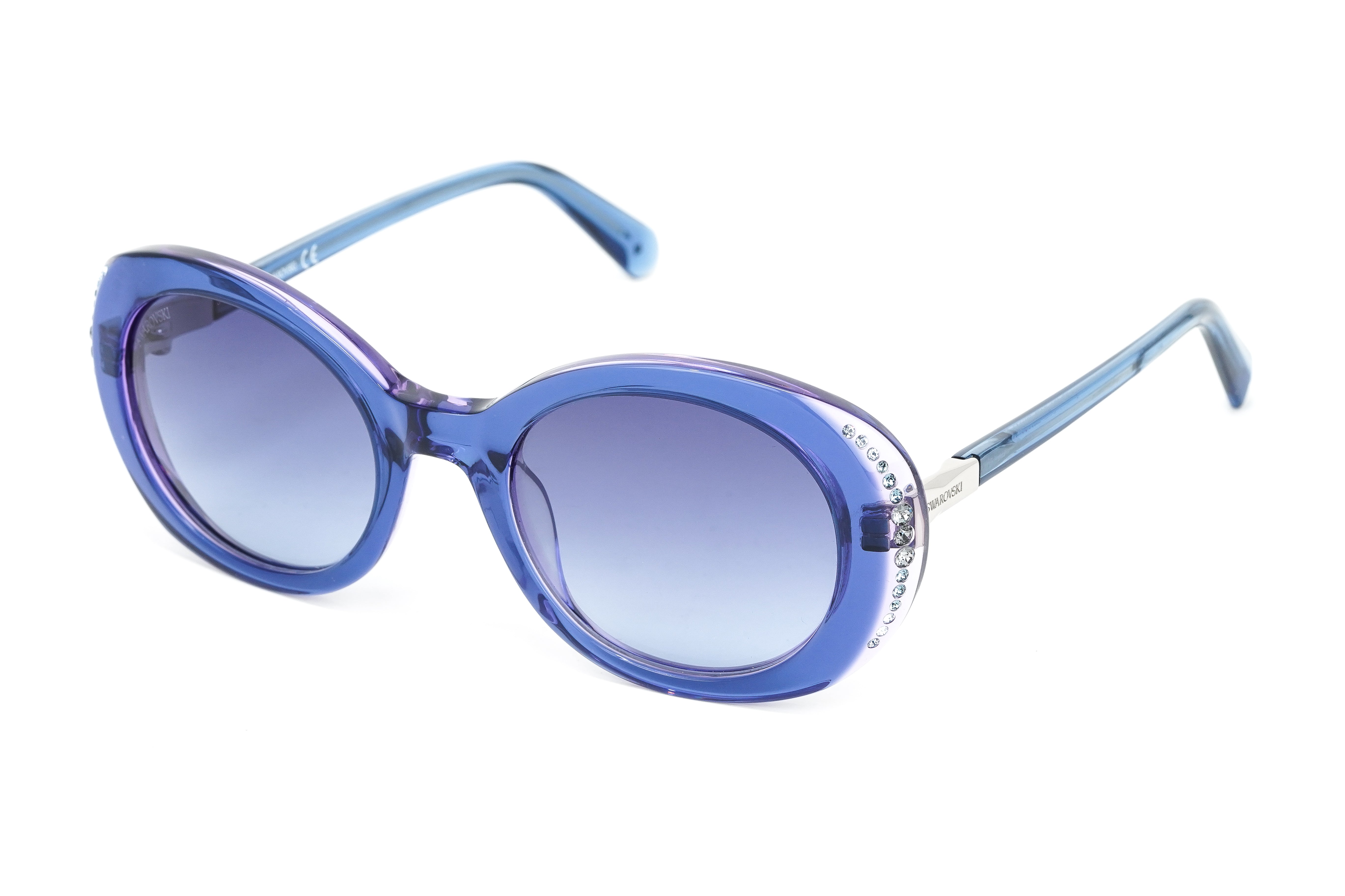 Swarovski Women's Sunglasses Oval Translucent Blue SK0281/S 92W-GR8 Sunglasses
