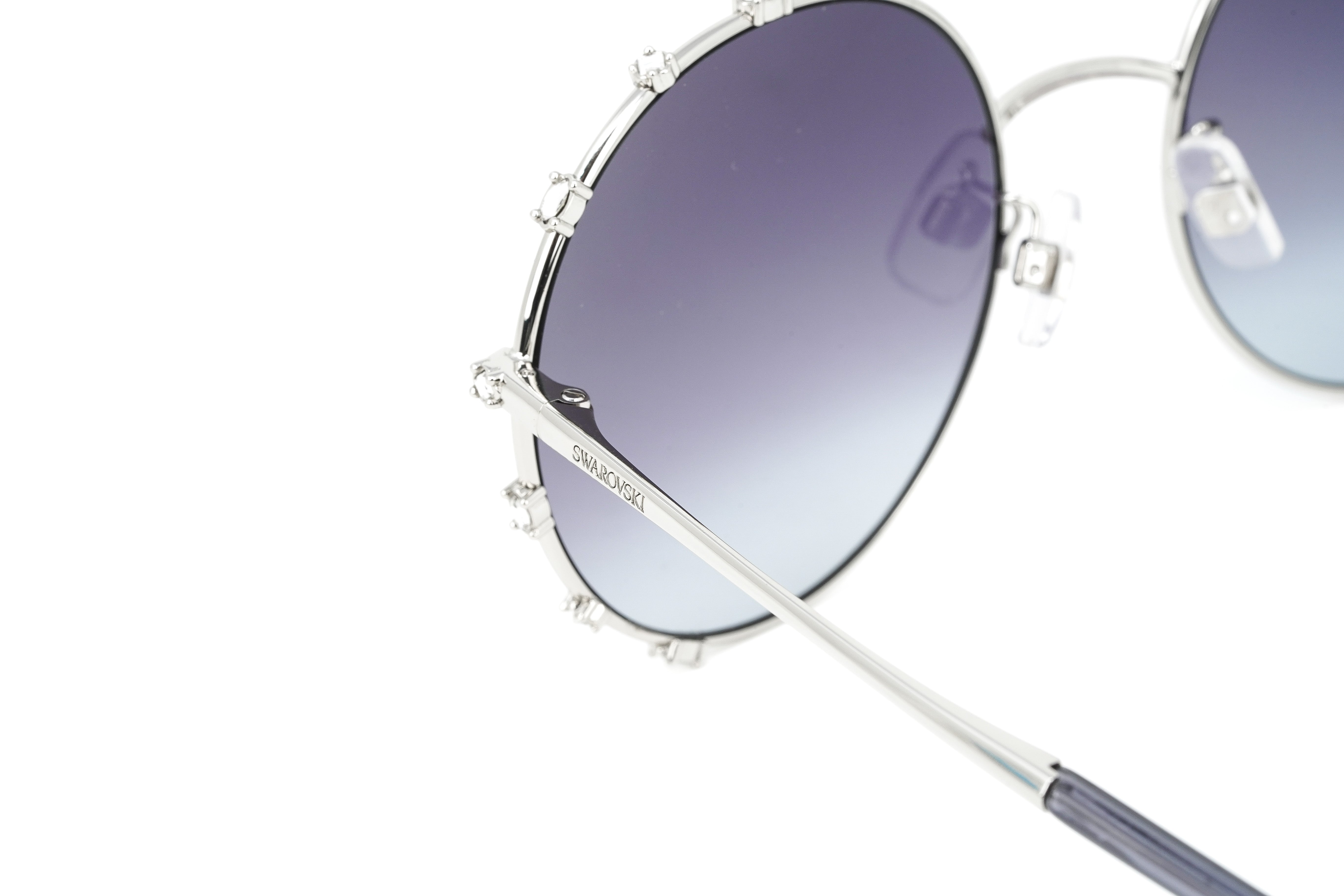 Swarovski Women's Sunglasses Round Silver Gradient Grey SK0289-F/S 16B-GR8 Sunglasses