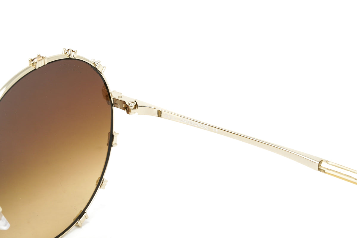 Swarovski SK0289 Womens Round Metal Sunglass 30F Shiny Deep Gold 57-20 Swarovski Women main image 4