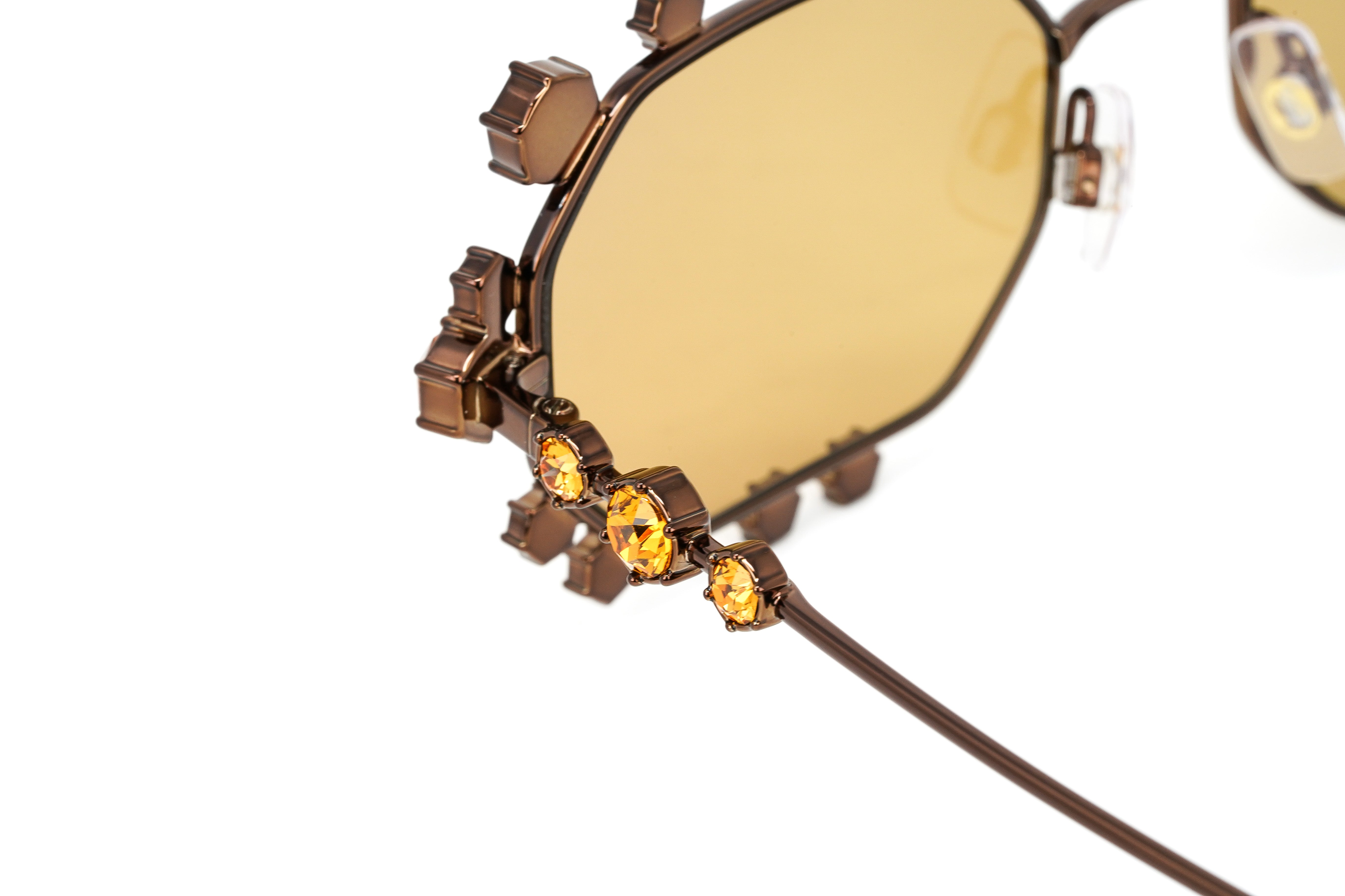 Swarovski Women's Sunglasses Irregular Shiny Brown Yellow Mirror SK0376 45E-GR8 Sunglasses