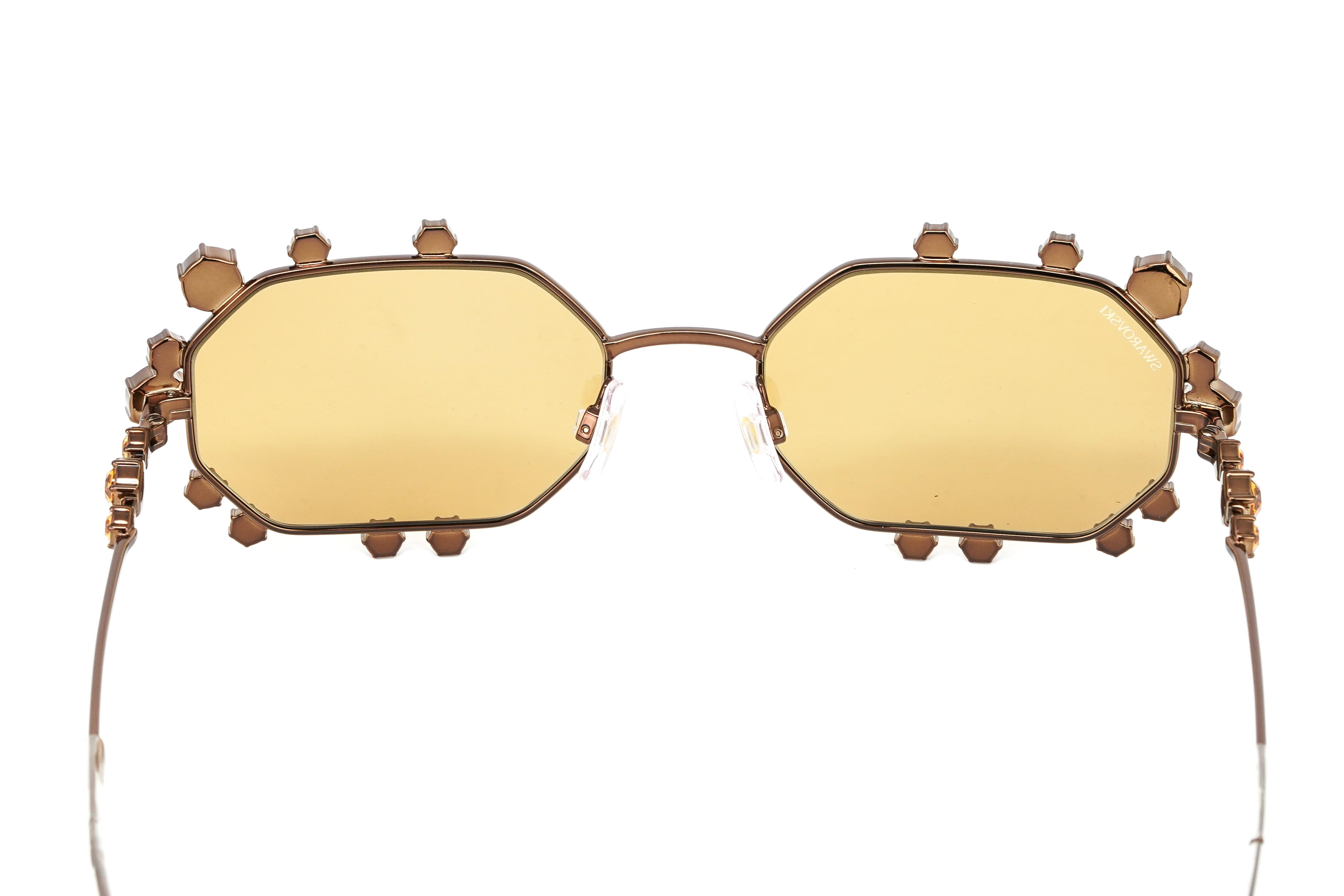 Swarovski Women's Sunglasses Irregular Shiny Brown Yellow Mirror SK0376 45E-GR8 Sunglasses