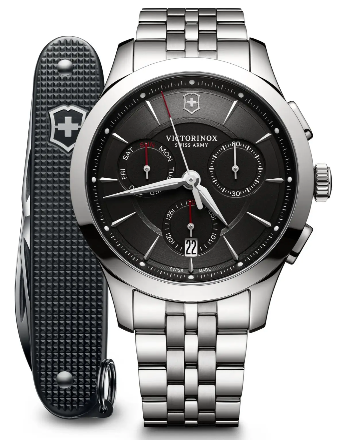 Victorinox Men's Watch Chronograph Black Dial Stainless Steel 241745.1-GR8 Sunglasses