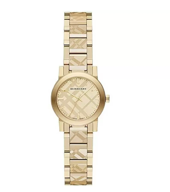 Burberry Ladies Watch The City 26mm Engraved Check Gold BU9234-GR8 Sunglasses