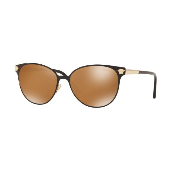 Versace Women's Sunglasses Square Black/Pale Gold Polar VE2168 13772T-GR8 Sunglasses