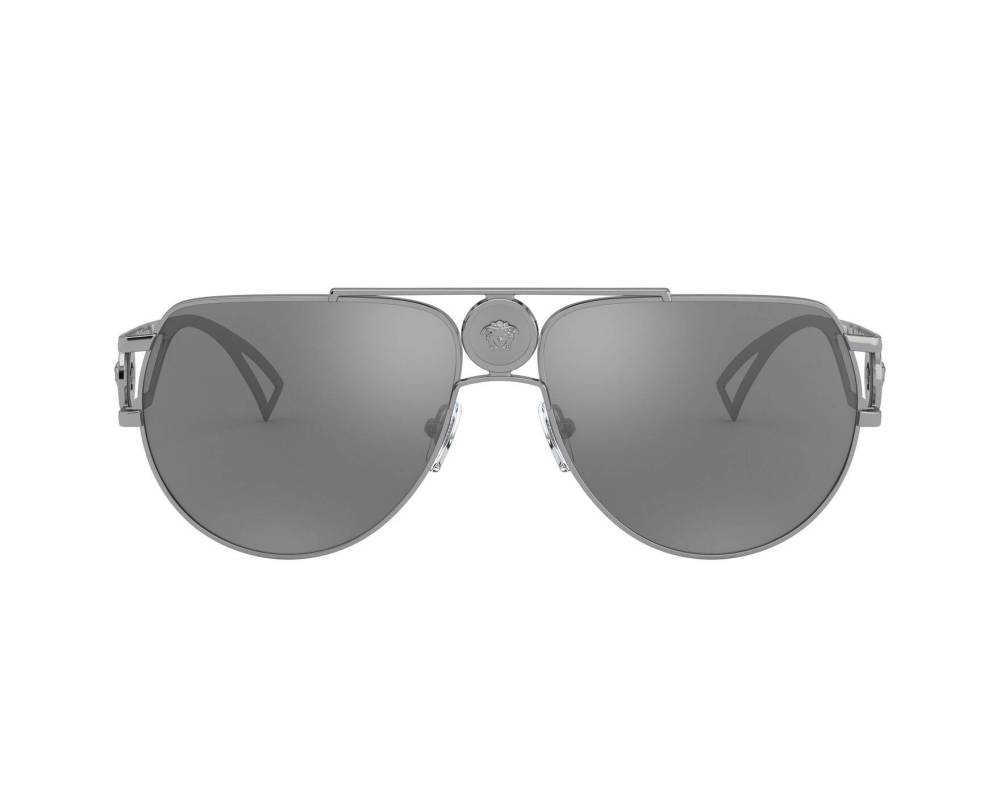 Versace Men's Sunglasses Medusa Pilot Silver Mirror VE2225 10016G-GR8 Sunglasses
