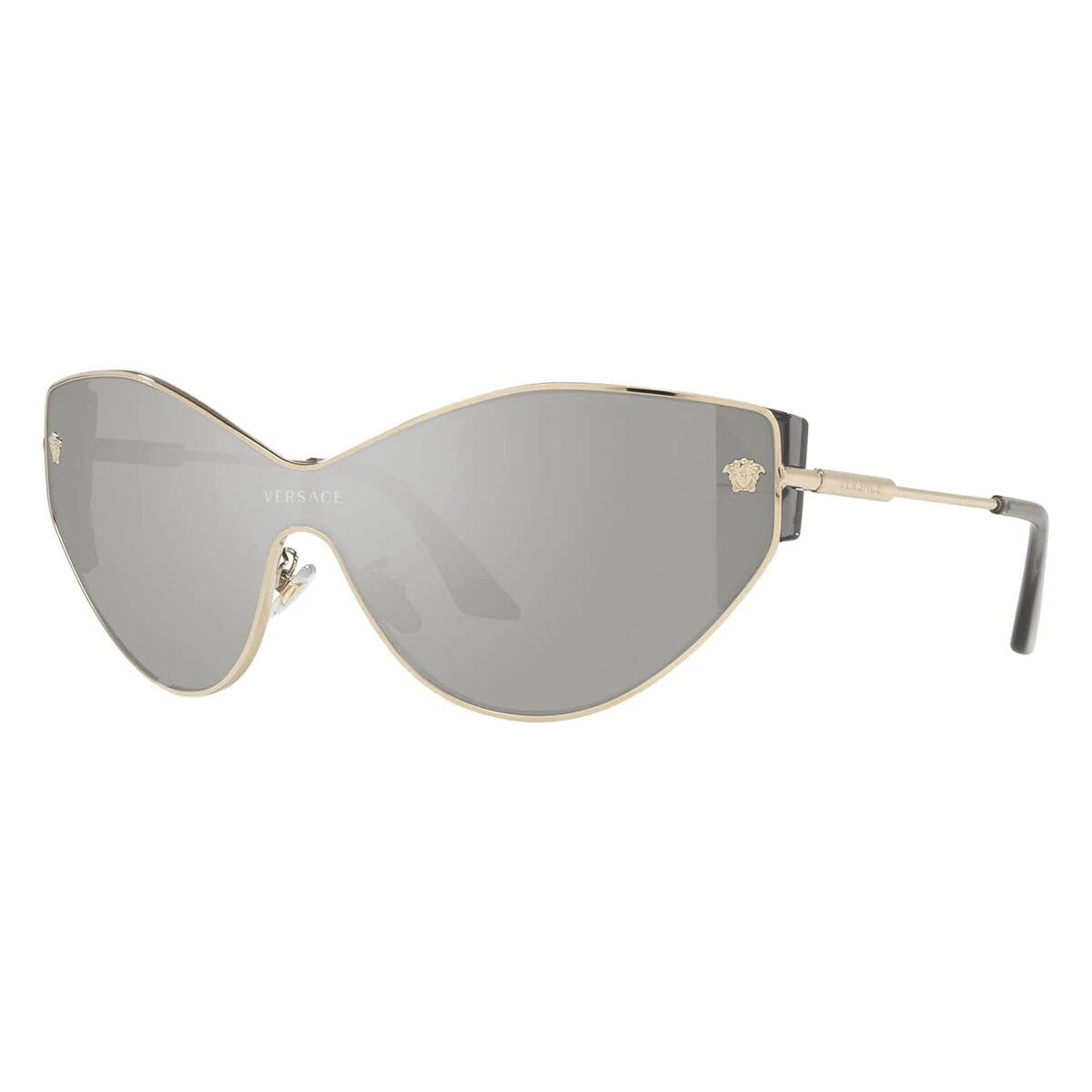 Versace Women's Sunglasses Cat Eye Pale Gold Silver Mirror VE2239 12526G-GR8 Sunglasses