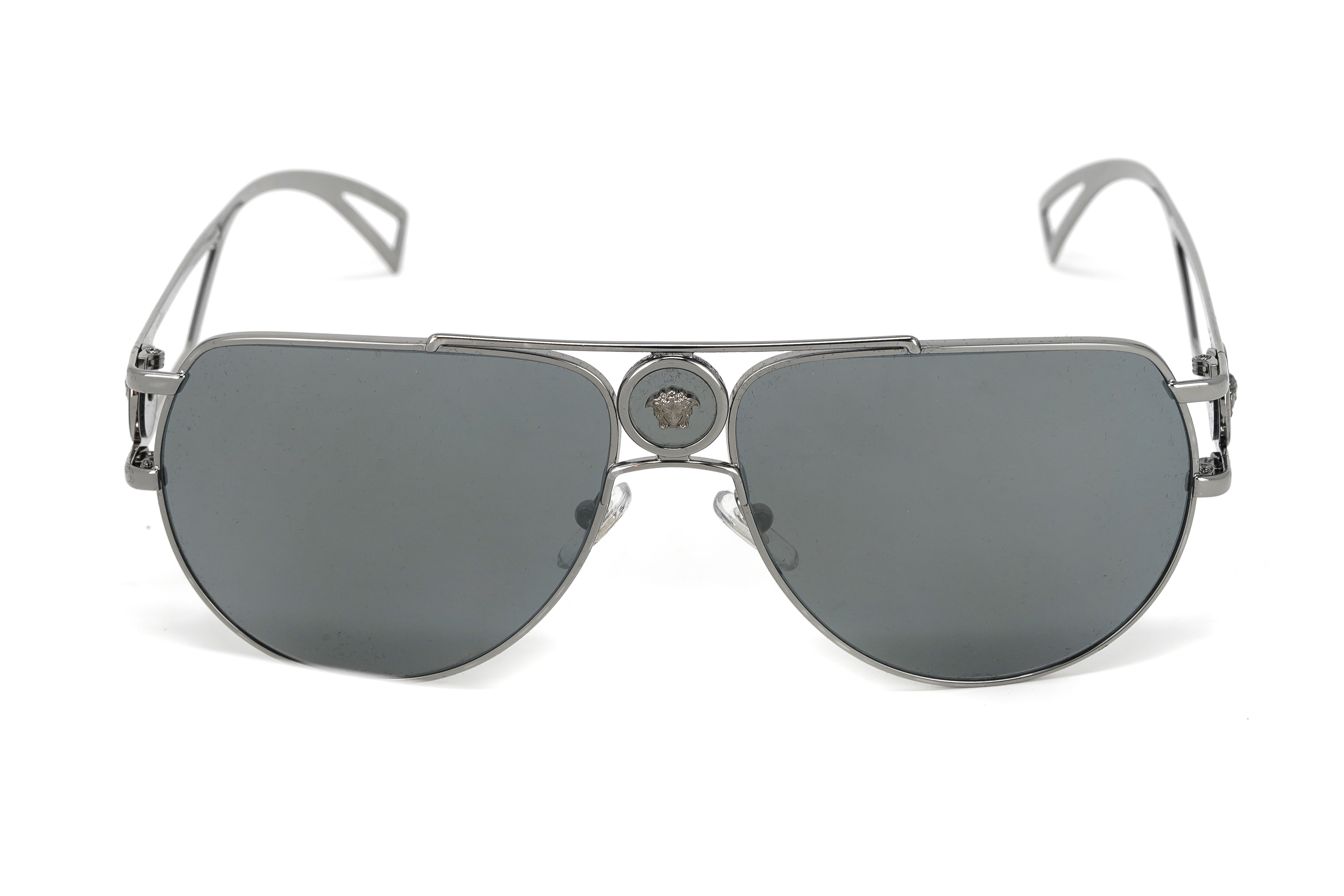 Versace Men's Sunglasses Medusa Pilot Silver Mirror VE2225 10016G-GR8 Sunglasses