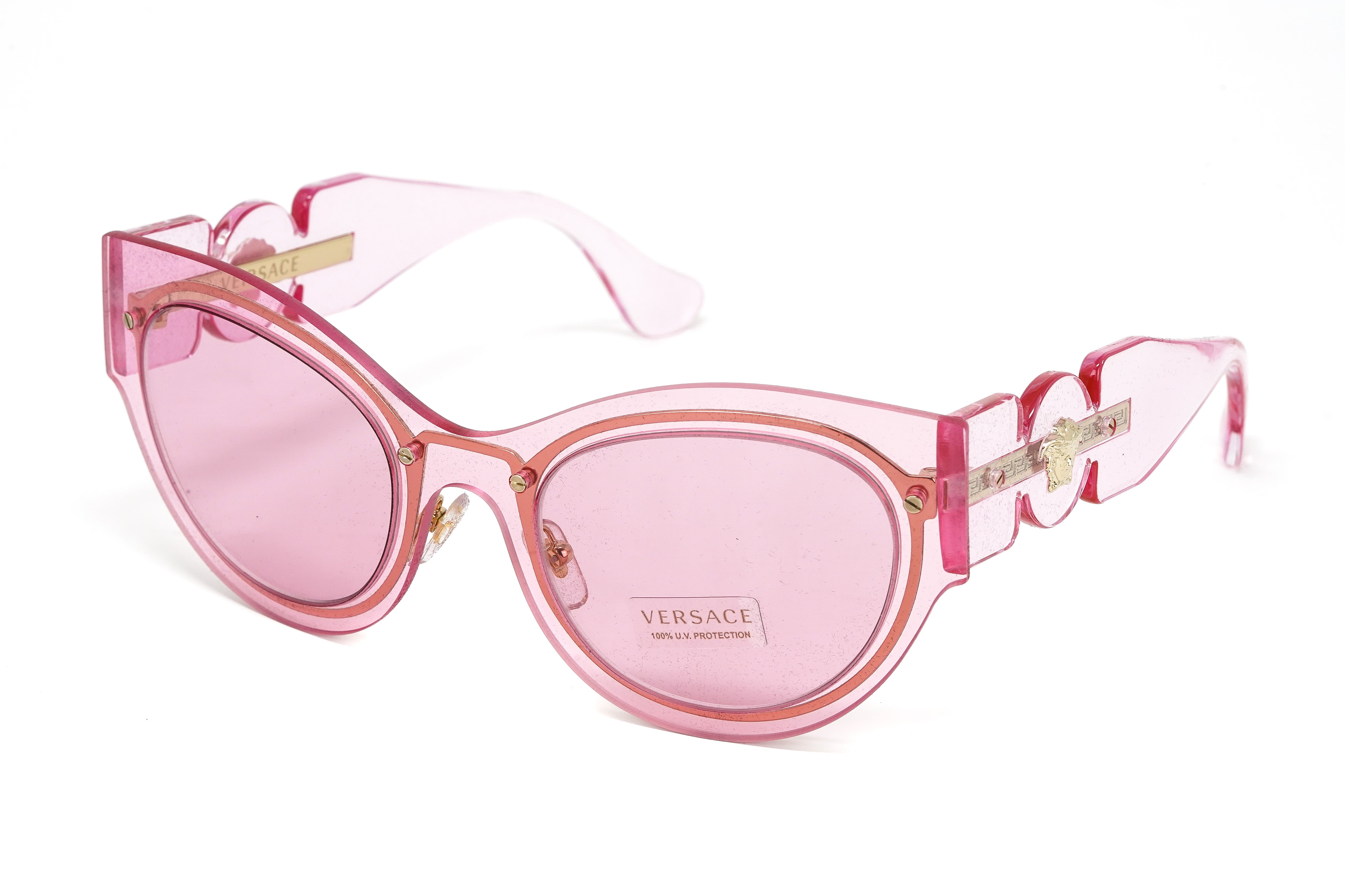 Versace Women's Sunglasses Cat Eye Transparent Pink VE2234 125284-GR8 Sunglasses
