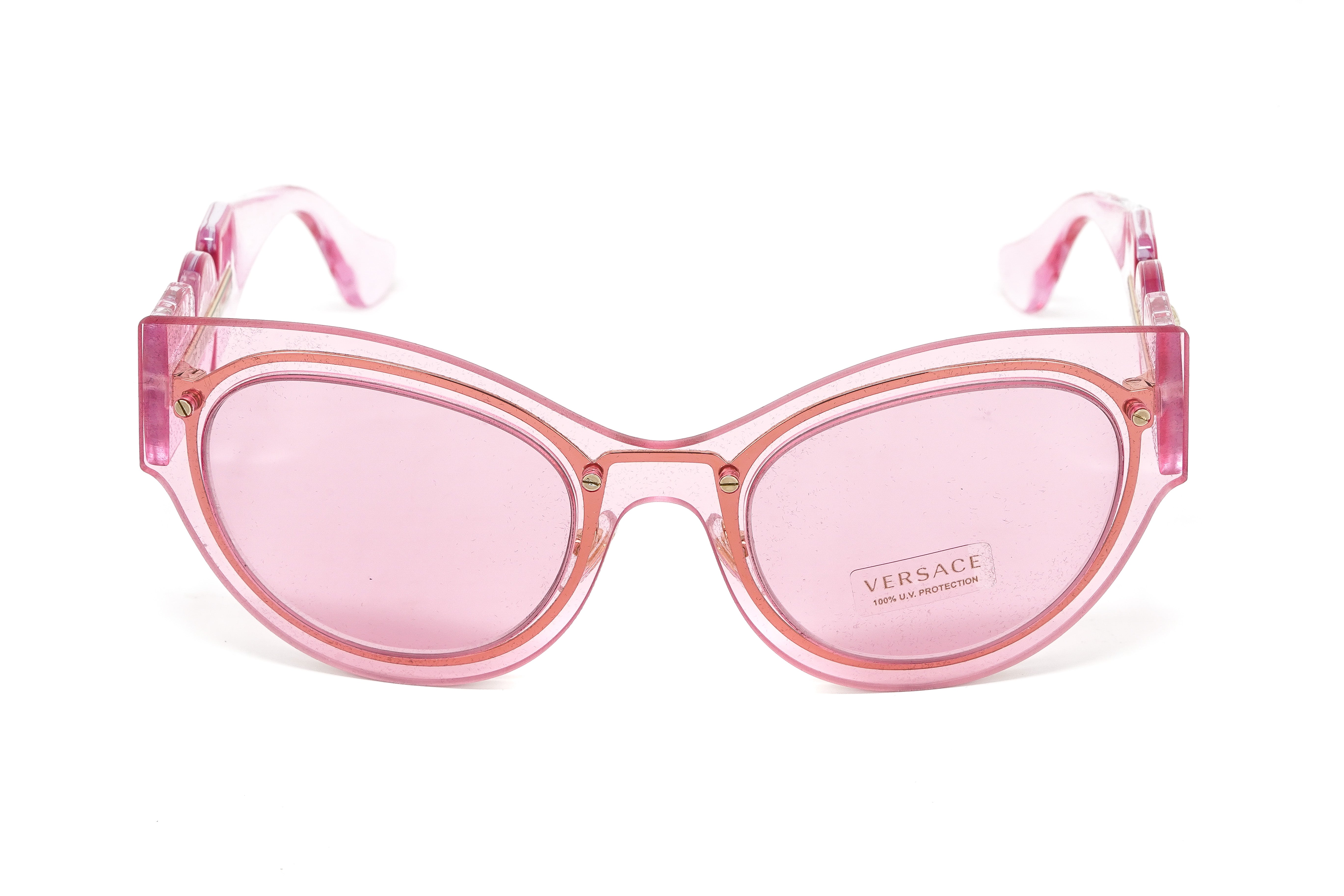 Versace Women's Sunglasses Cat Eye Transparent Pink VE2234 125284-GR8 Sunglasses