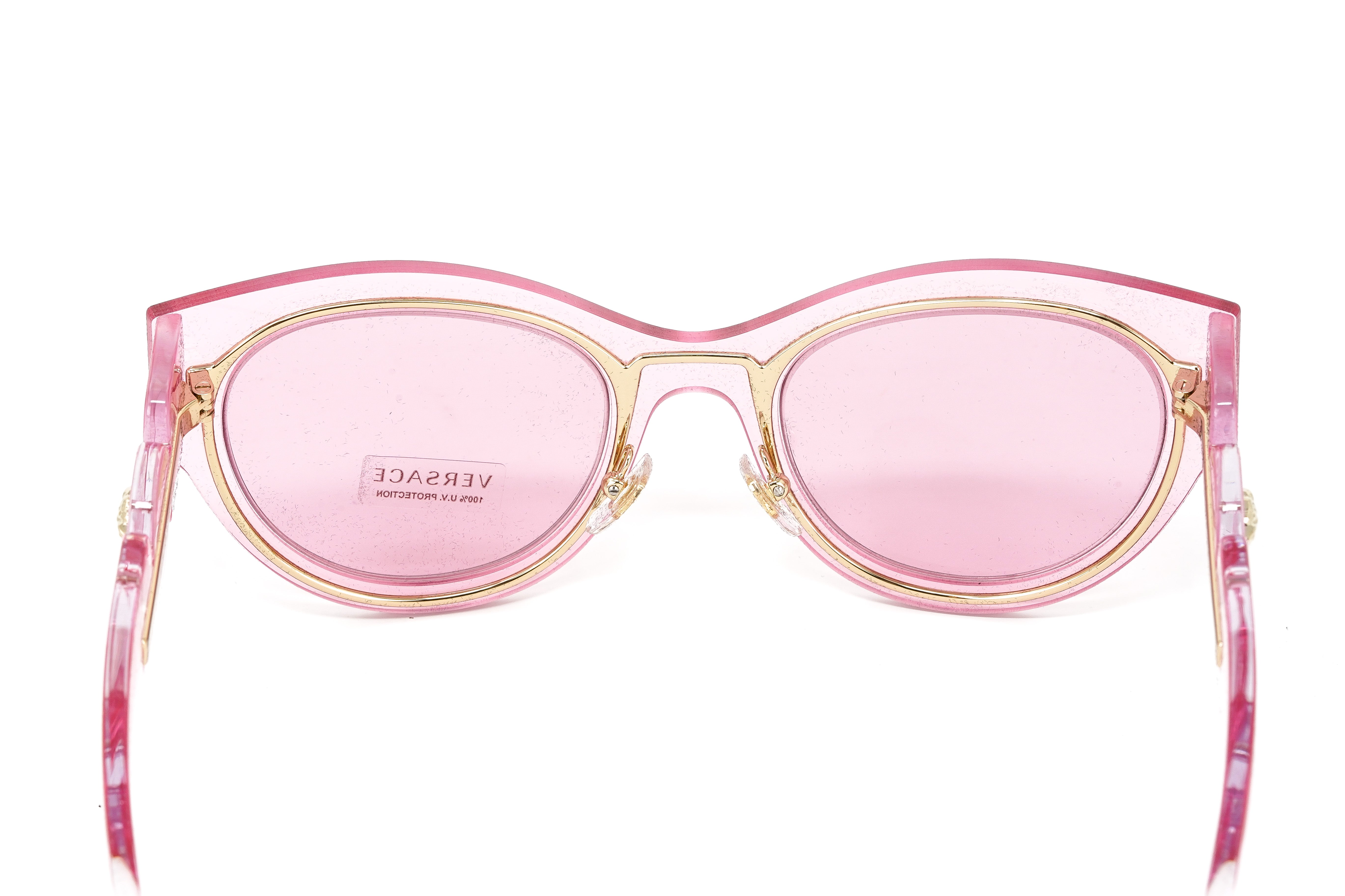 Versace Women's Sunglasses Cat Eye Transparent Pink VE2234 125284-GR8 Sunglasses