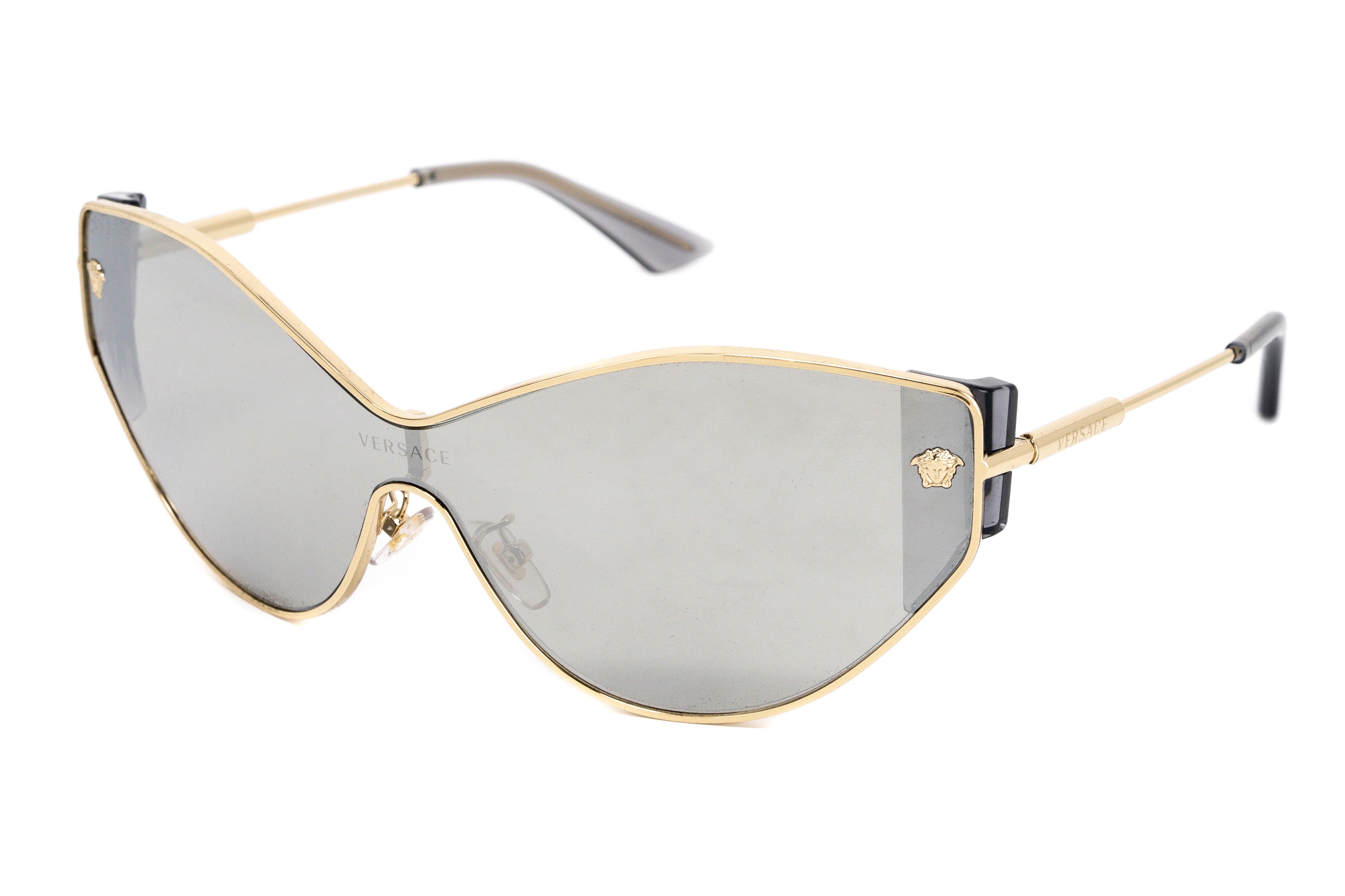 Versace Women's Sunglasses Cat Eye Pale Gold Silver Mirror VE2239 12526G-GR8 Sunglasses