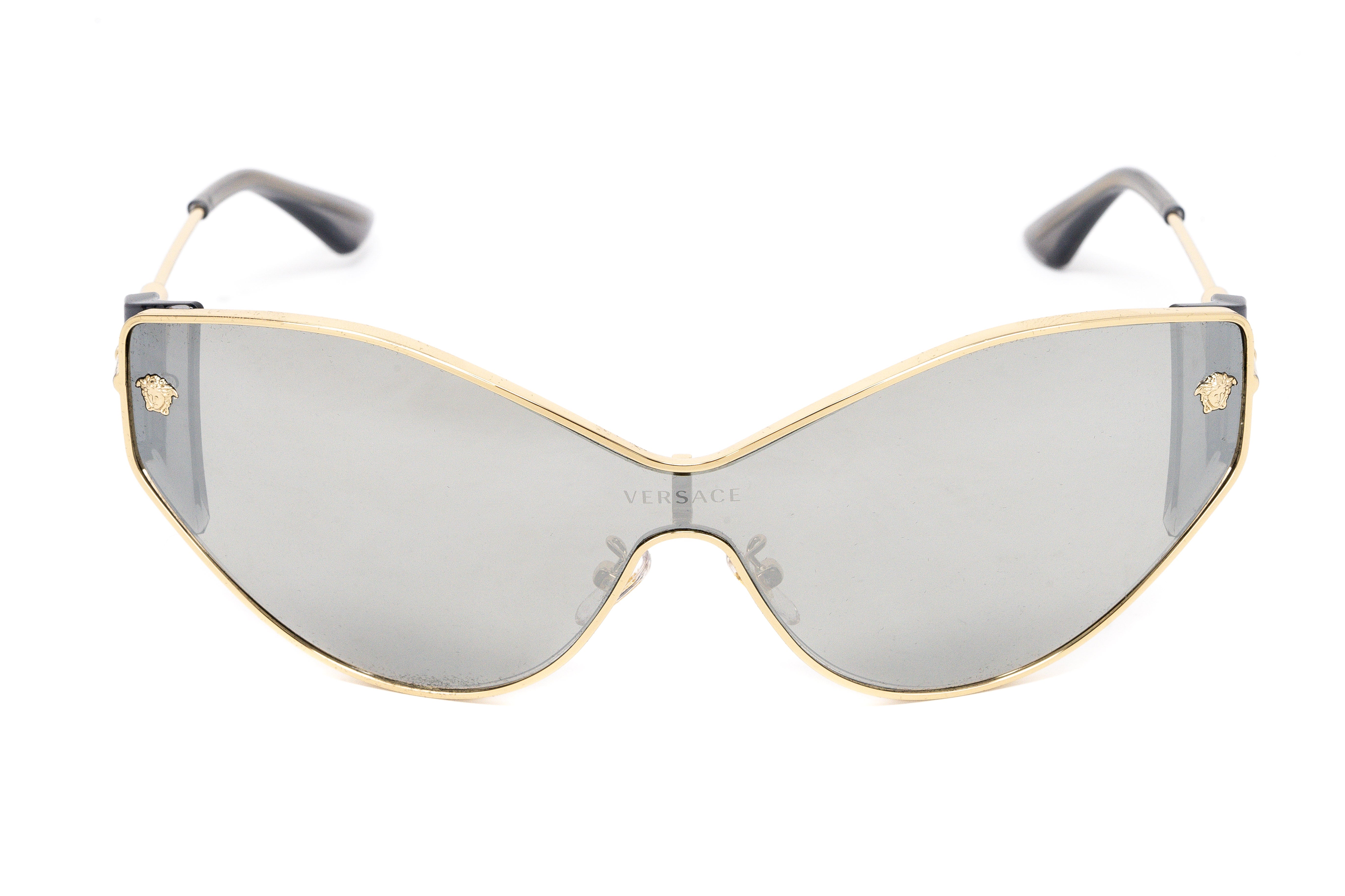 Versace Women's Sunglasses Cat Eye Pale Gold Silver Mirror VE2239 12526G-GR8 Sunglasses