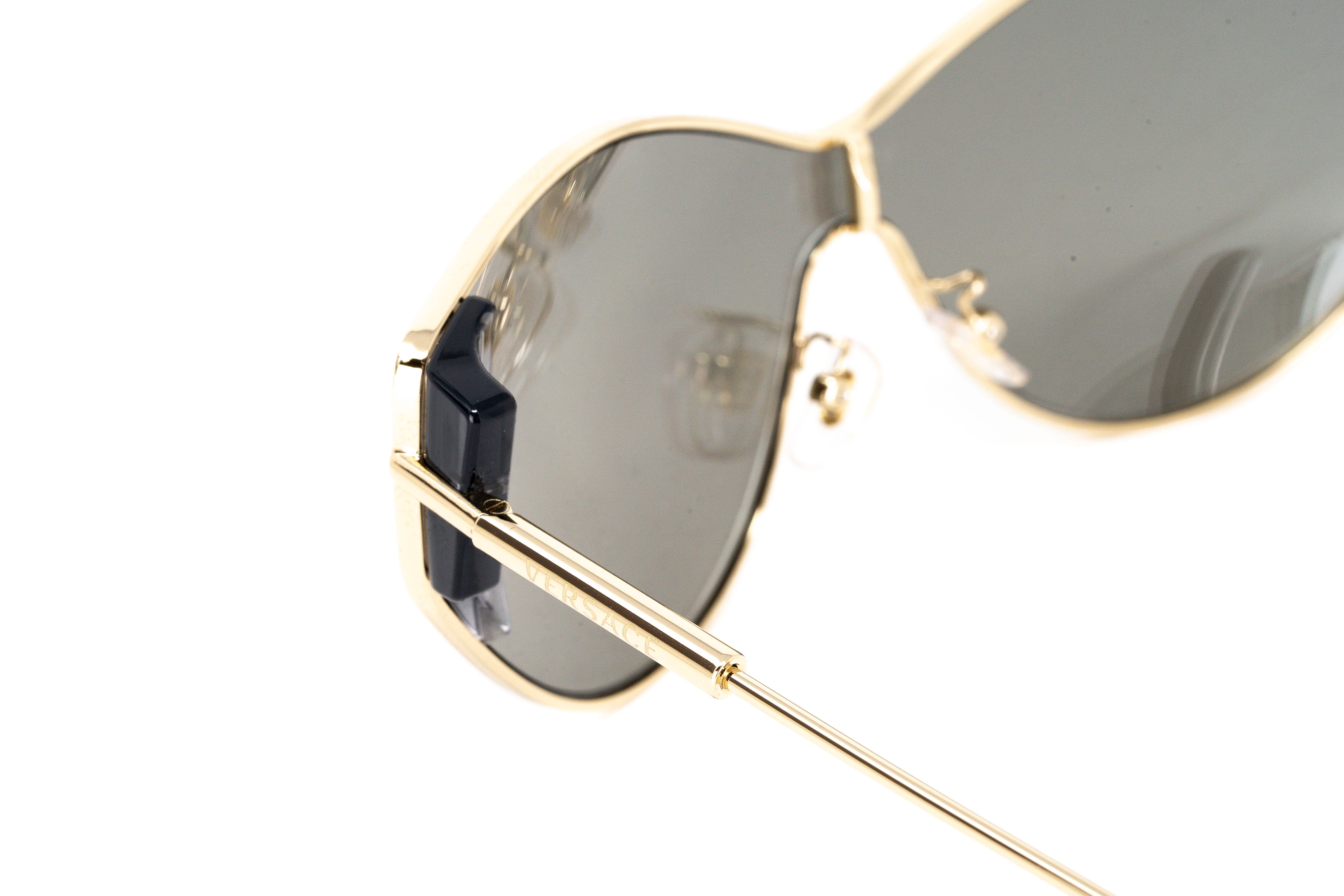 Versace Women's Sunglasses Cat Eye Pale Gold Silver Mirror VE2239 12526G-GR8 Sunglasses